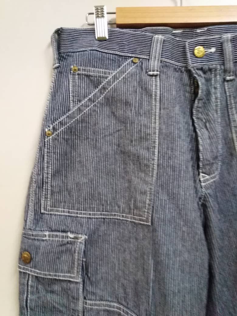 Sugar Cane Vintage Japan Cargo Carpenter Pant Hickory Stripe Dogman Size US 33 - 6 Thumbnail