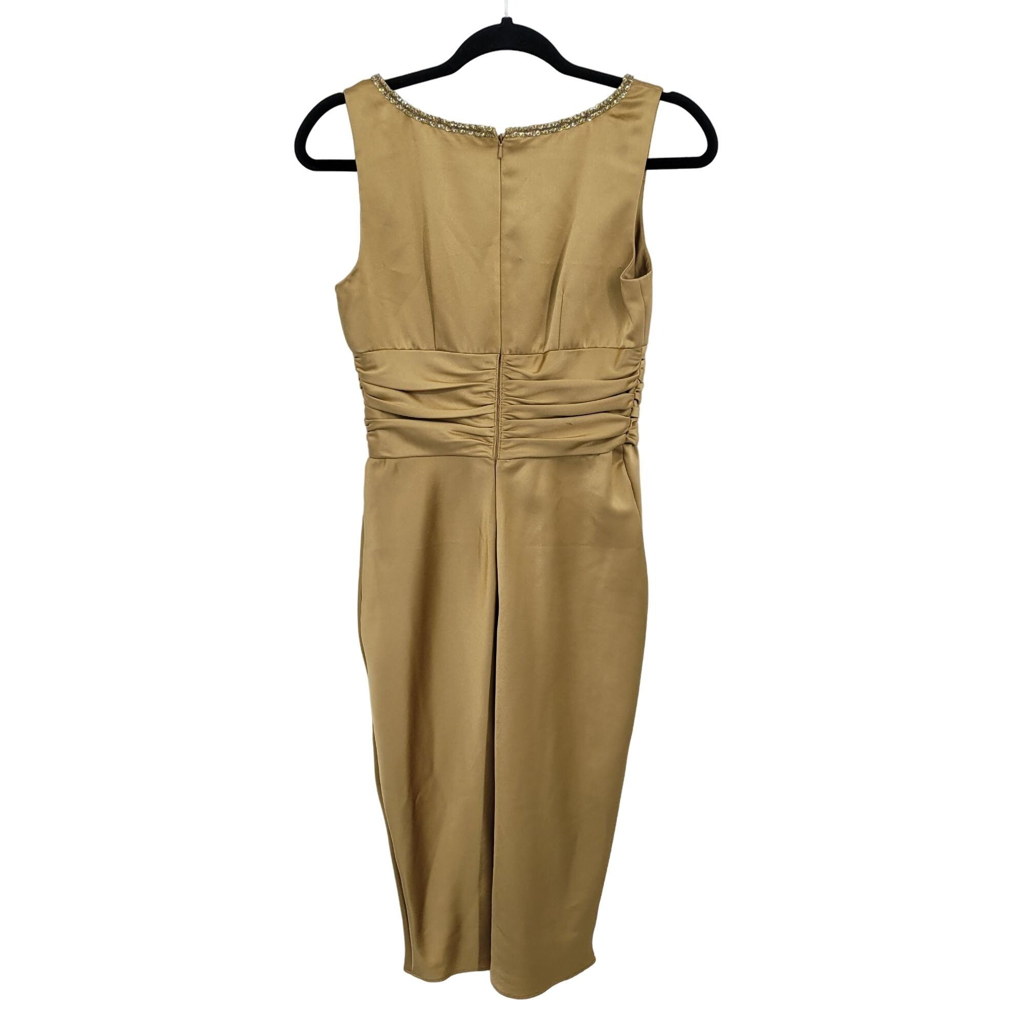 90s Donna Morgan Cocktail Dress 4 Gold Satin Aline Beaded -  bombsquadbeer.co.uk