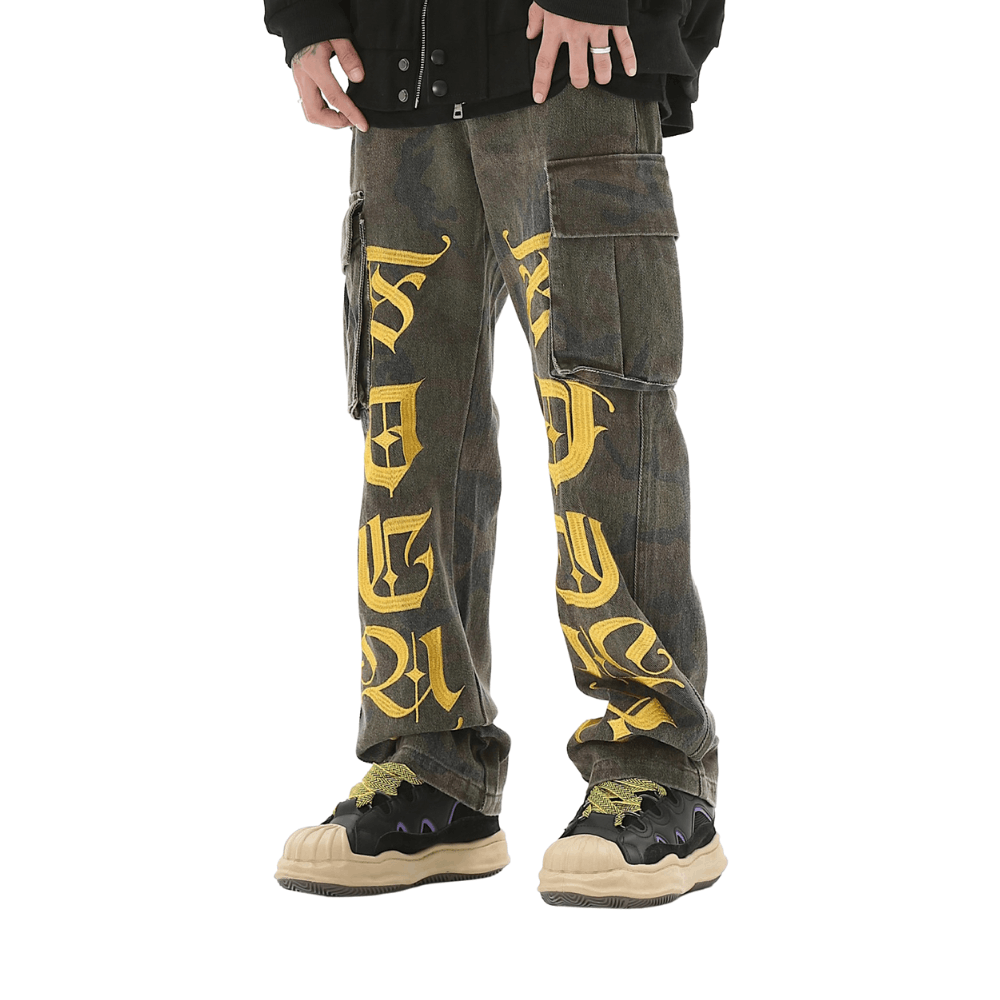Jean Letters Cargo Stacked Denim Jeans Size US 32 / EU 48 - 3 Thumbnail