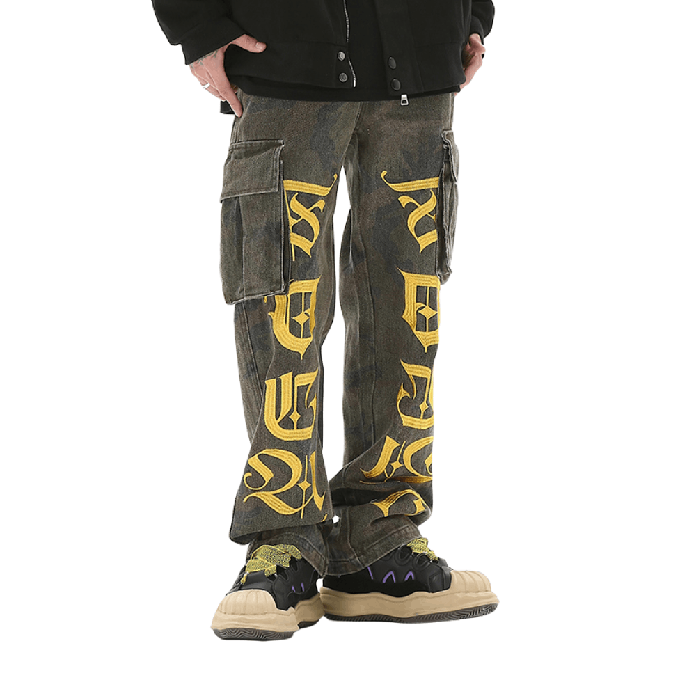 Jean Letters Cargo Stacked Denim Jeans Size US 32 / EU 48 - 2 Thumbnail
