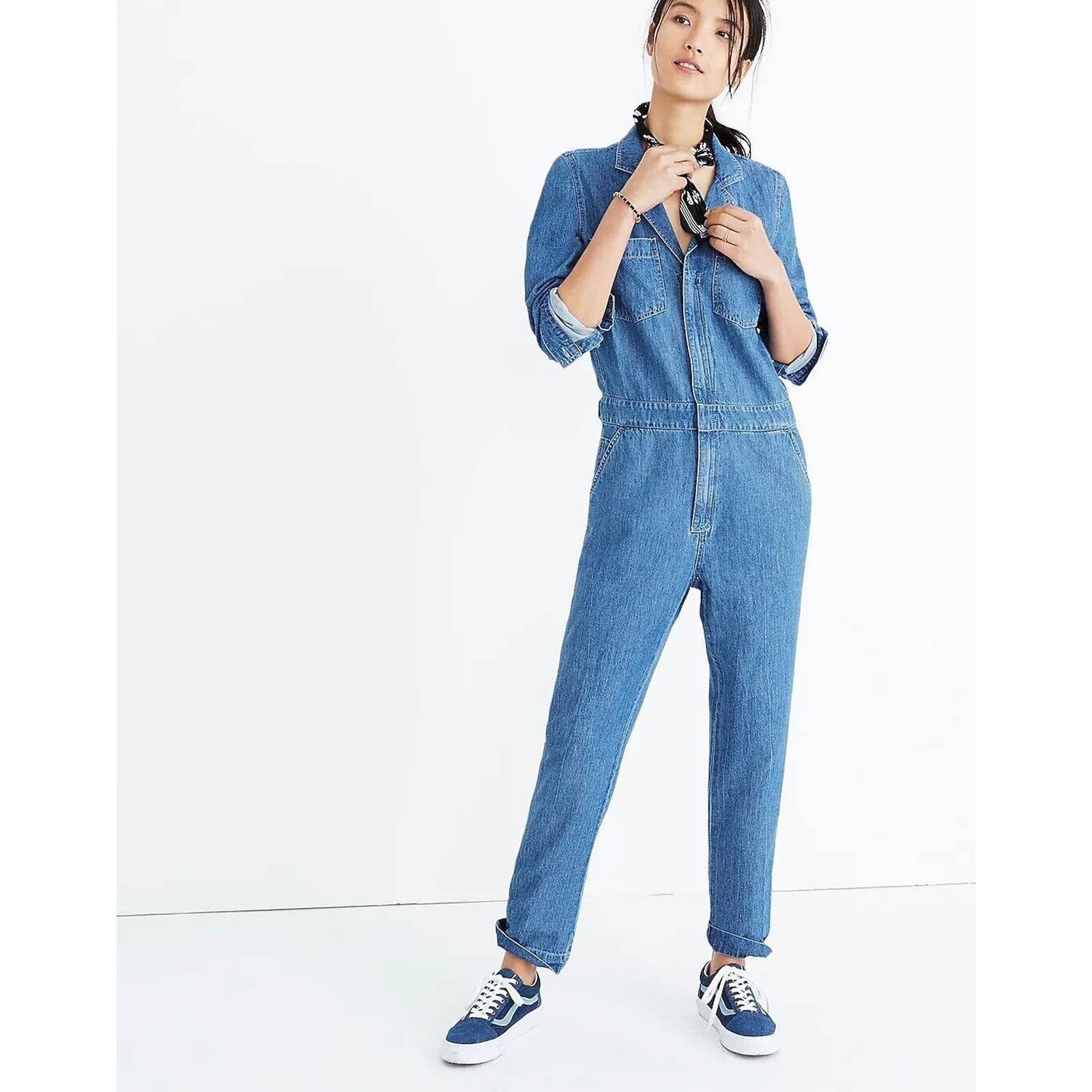 Madewell Coverall H6433 Denim Cotton Ankle Blue Zip 2XS