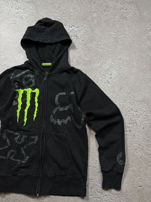 Fox Rare Vintage Fox Racing Monster Energy Zip Up Graphic Hoodie | Grailed