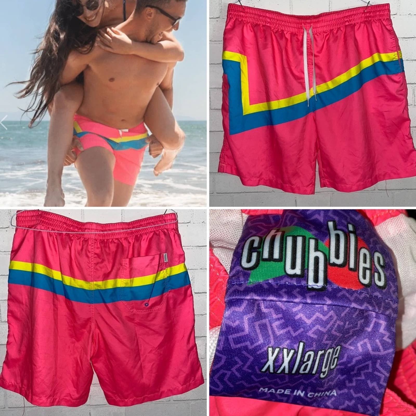 Chubbies CHUBBIES Men’s XXL Swim Volleys Suit Neon Barbie Ken Retro ...