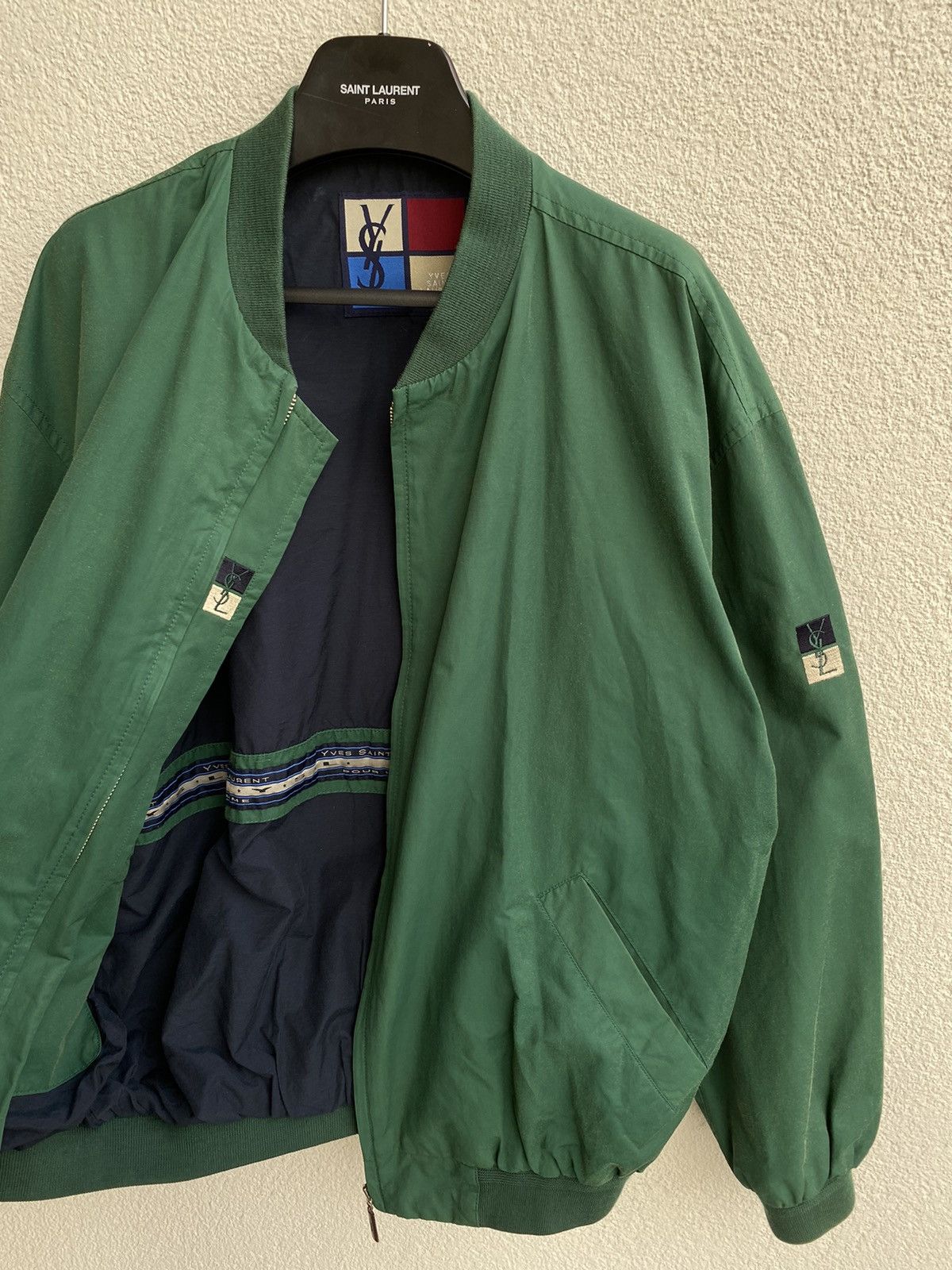 image of Vintage x YVES Saint Laurent Green 90’S YSL Bomber YSL Jacket, Men's (Size Medium)
