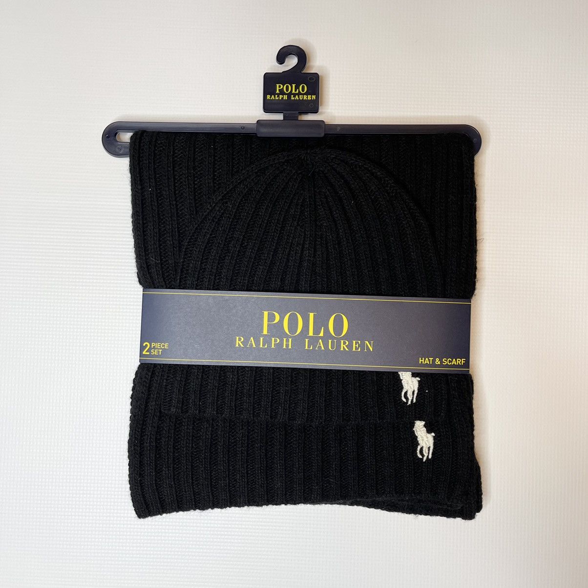Polo Ralph Lauren Polo Ralph Lauren Black White Pony Beanie & Scarf Size ONE SIZE - 1 Thumbnail