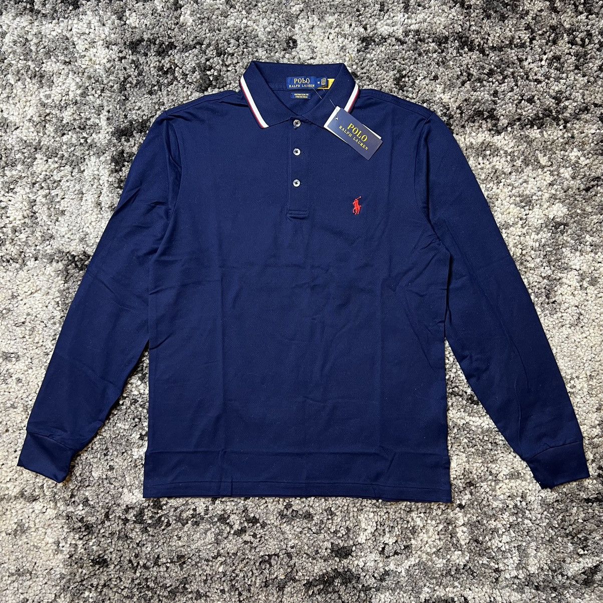 Polo Ralph Lauren $125 Polo Ralph Lauren Navy Striped Collar Red Polo Shirt Size US M / EU 48-50 / 2 - 1 Thumbnail