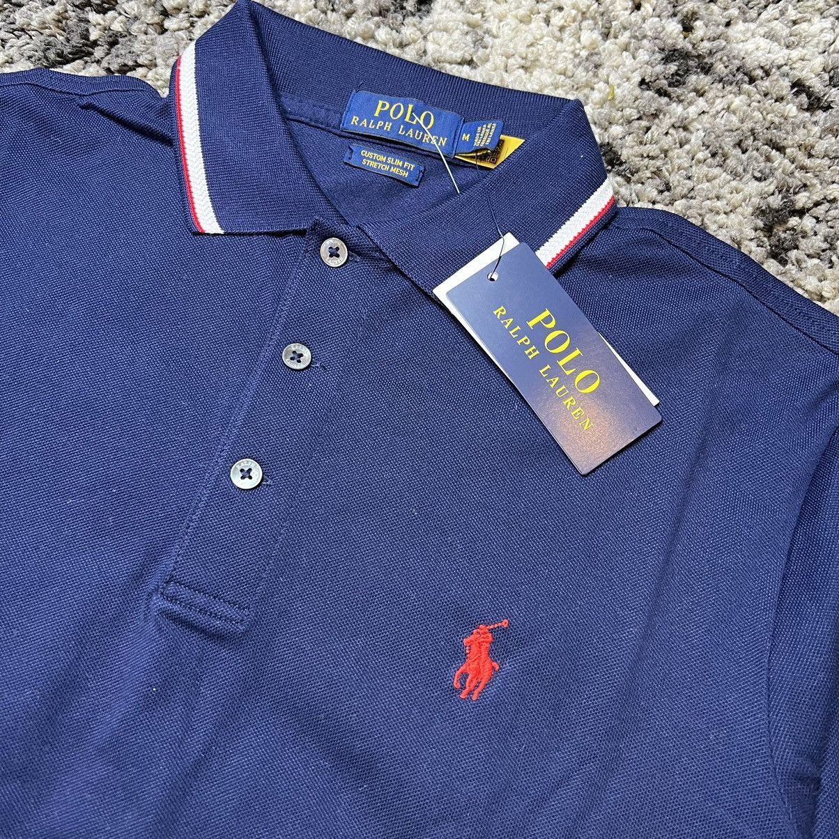 Polo Ralph Lauren $125 Polo Ralph Lauren Navy Striped Collar Red Polo Shirt Size US M / EU 48-50 / 2 - 2 Thumbnail