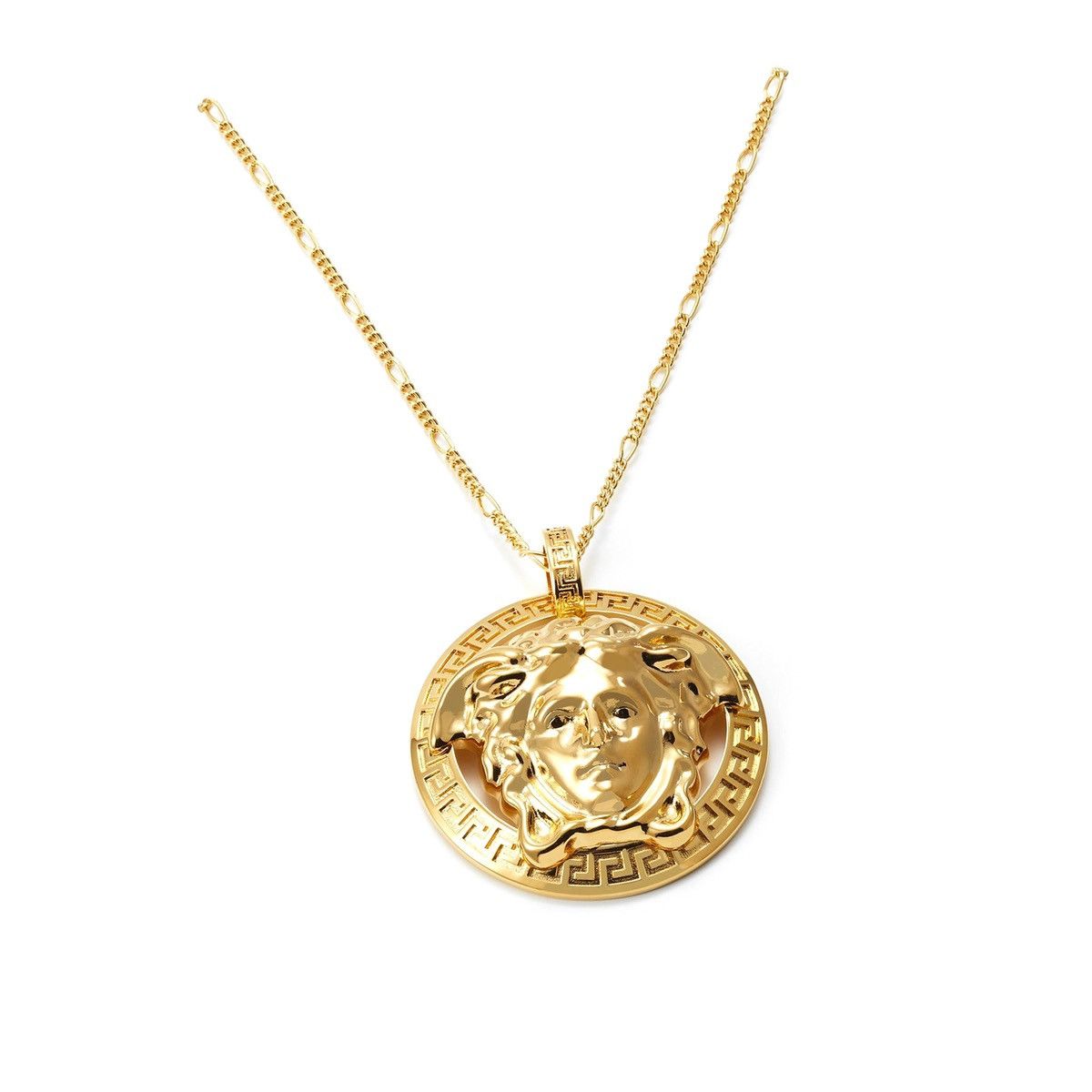 image of Versace Medusa Gold Logo Medallion Necklace, Men's