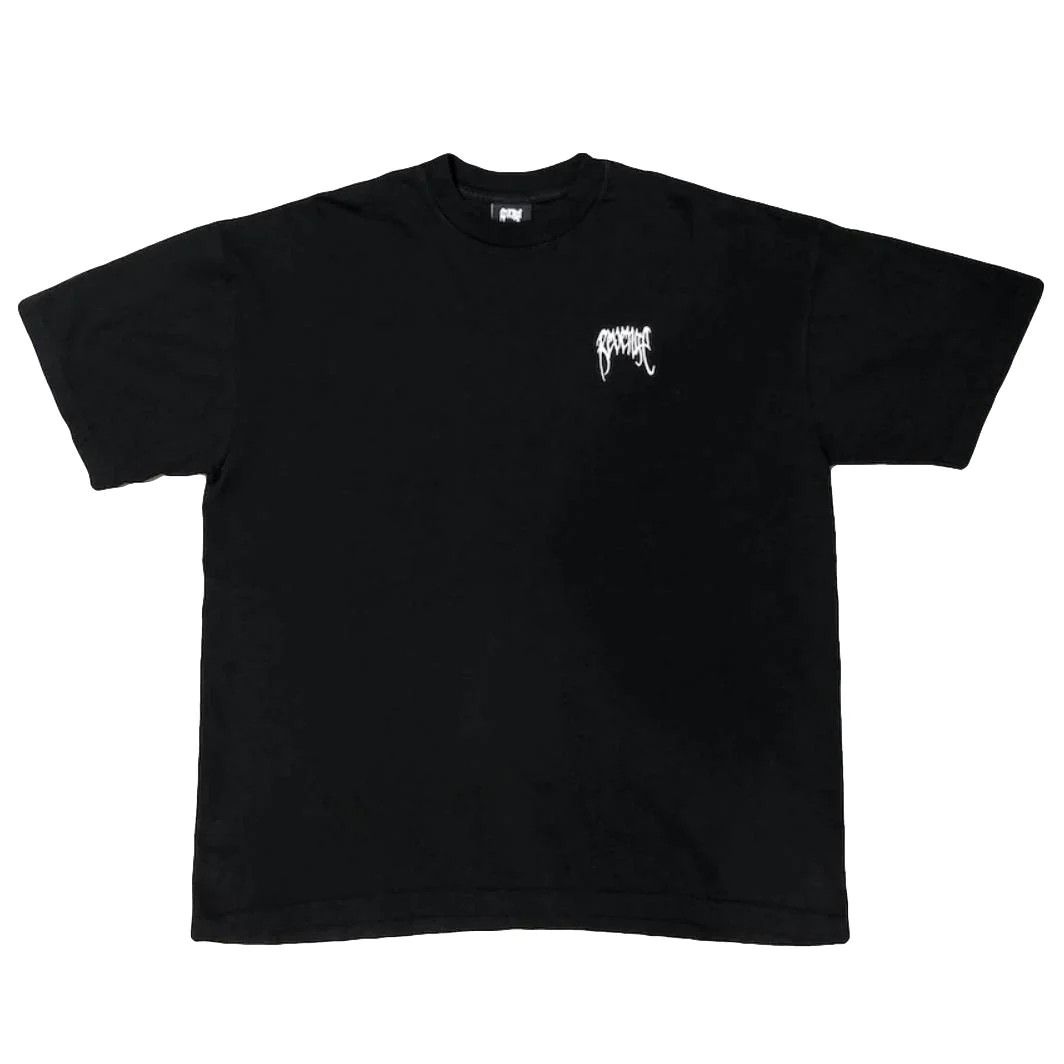 image of Revenge Basic Embroidered Spellout Tee in Black, Men's (Size XL)