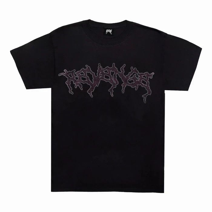 image of Revenge Black Lightning Rhinestone Tee, Men's (Size Medium)
