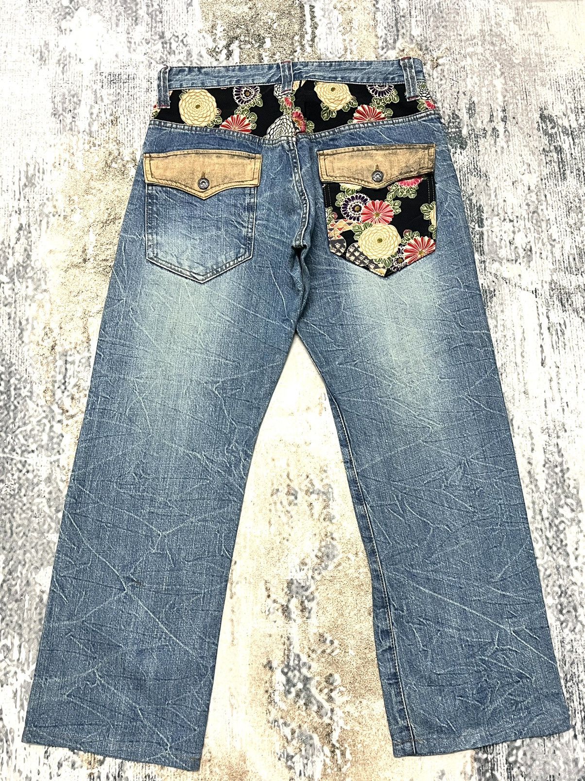 Japanese Brand × Vintage Jack Serika Flower Kimono Art Distressed Straight Cut Jeans Size US 32 / EU 48 - 7 Thumbnail