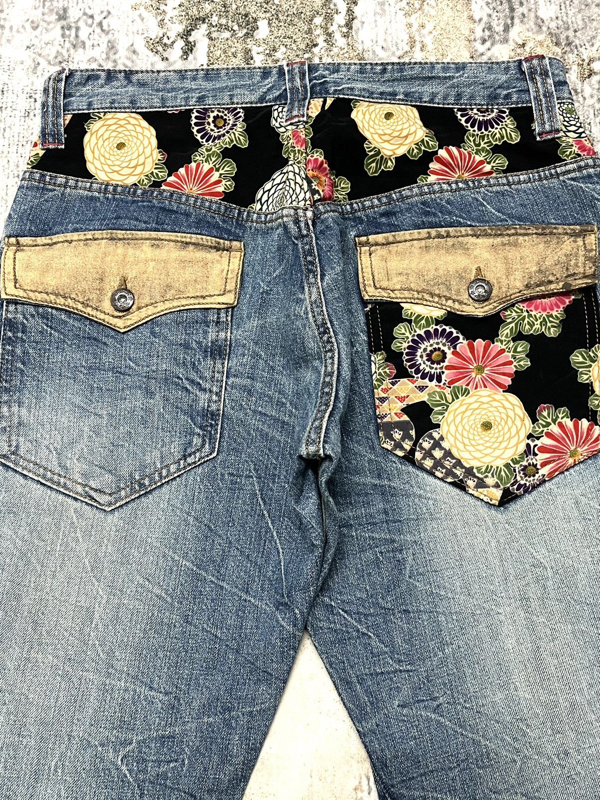 Japanese Brand × Vintage Jack Serika Flower Kimono Art Distressed Straight Cut Jeans Size US 32 / EU 48 - 8 Thumbnail