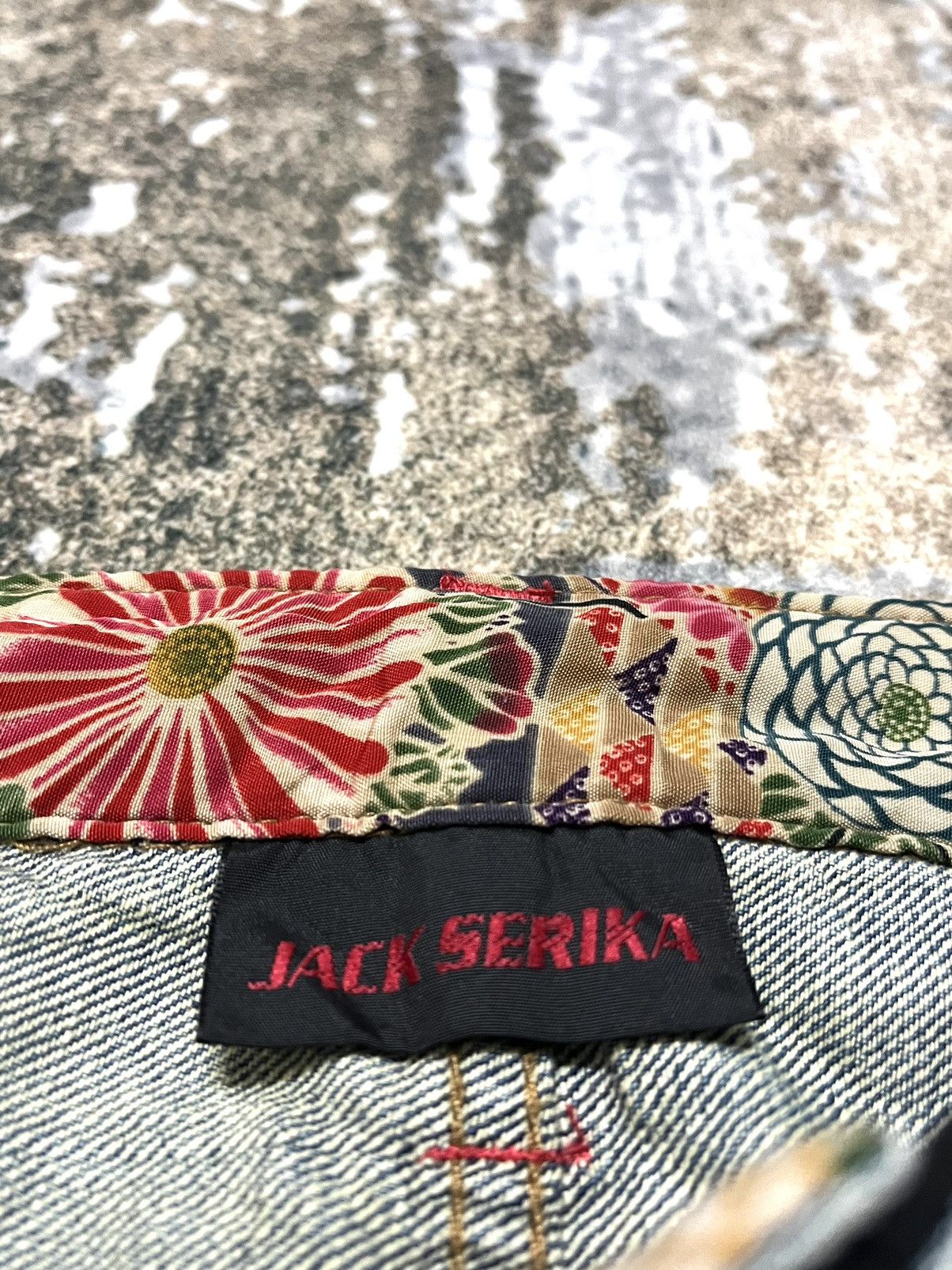 Japanese Brand × Vintage Jack Serika Flower Kimono Art Distressed Straight Cut Jeans Size US 32 / EU 48 - 10 Thumbnail