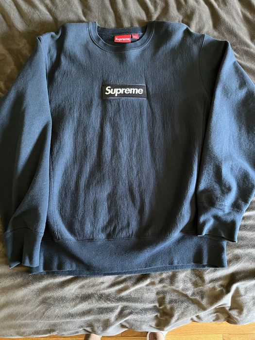 Supreme box best sale logo crewneck navy