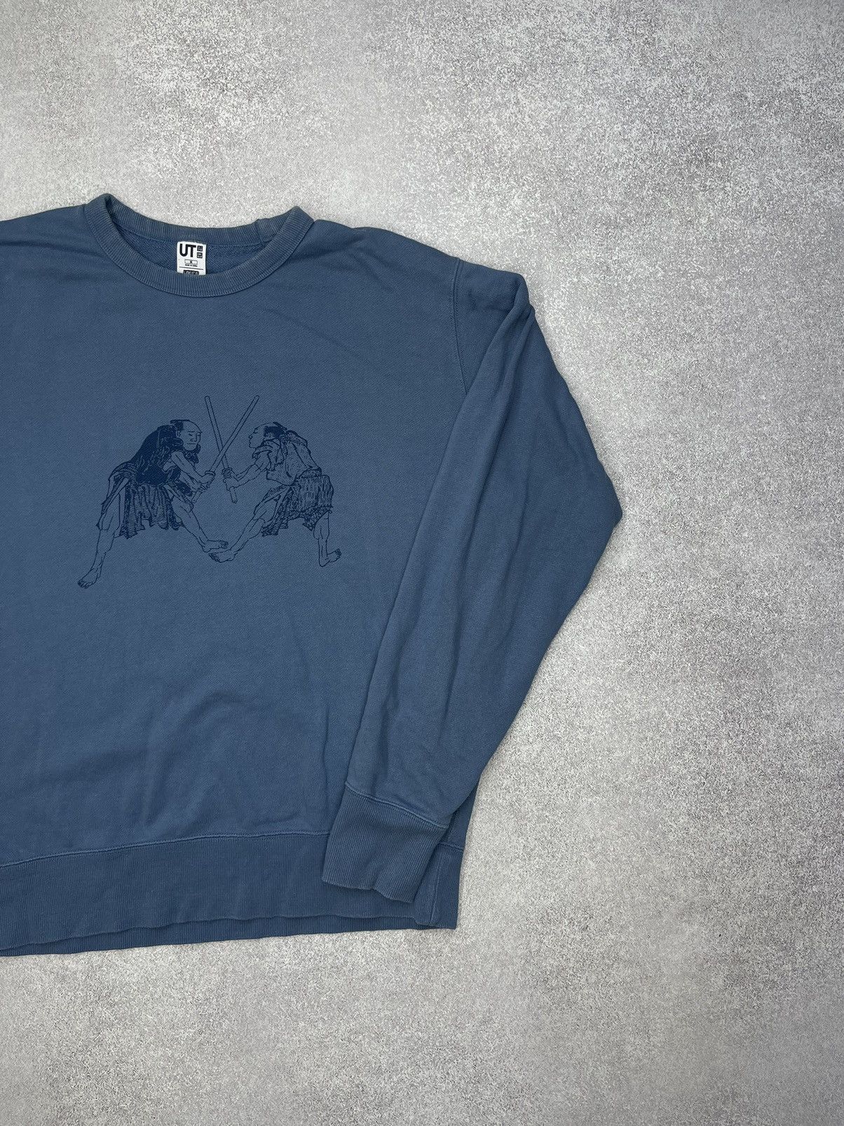 Japanese Brand × Uniqlo Uniqlo Hokusai Blue Sweatshirt Samurai Japanese Jakudze Size US M / EU 48-50 / 2 - 4 Thumbnail