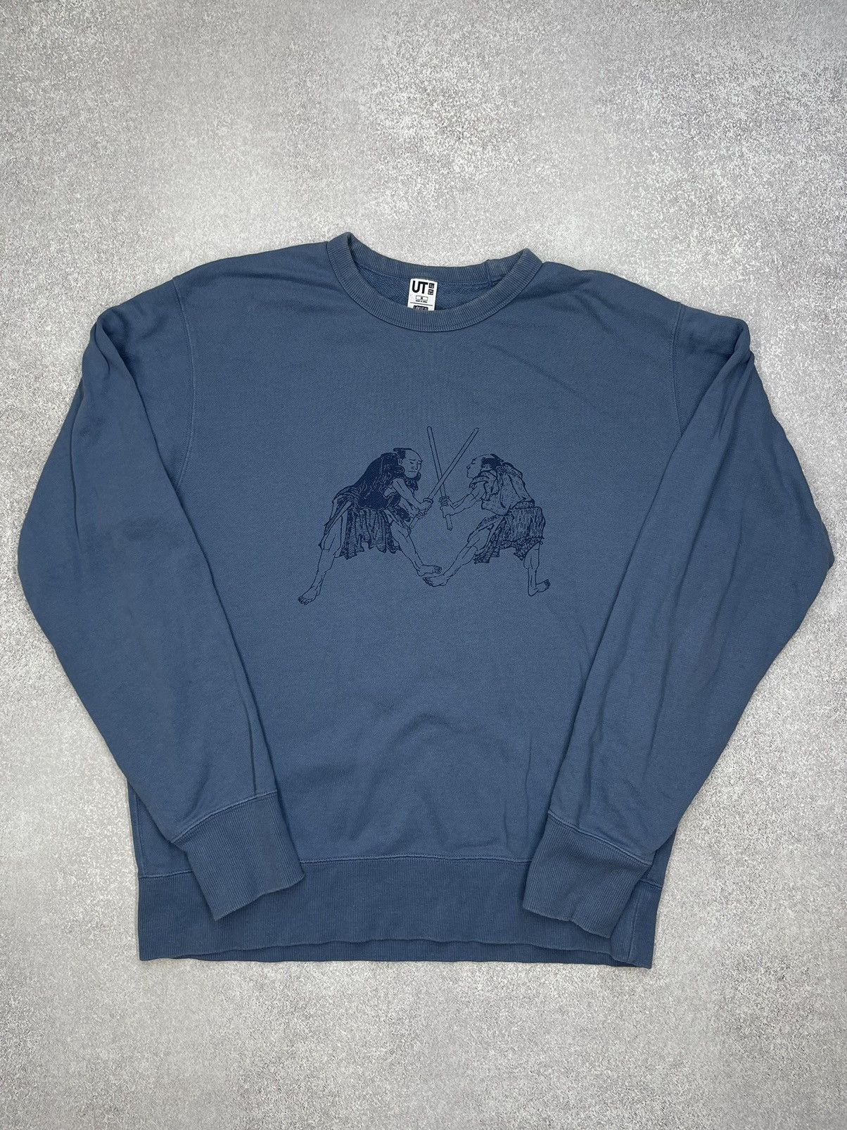 Japanese Brand × Uniqlo Uniqlo Hokusai Blue Sweatshirt Samurai Japanese Jakudze Size US M / EU 48-50 / 2 - 2 Thumbnail