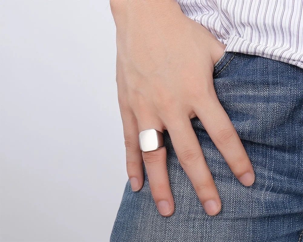 Vintage Retro Initials Signet Ring Size ONE SIZE - 3 Thumbnail