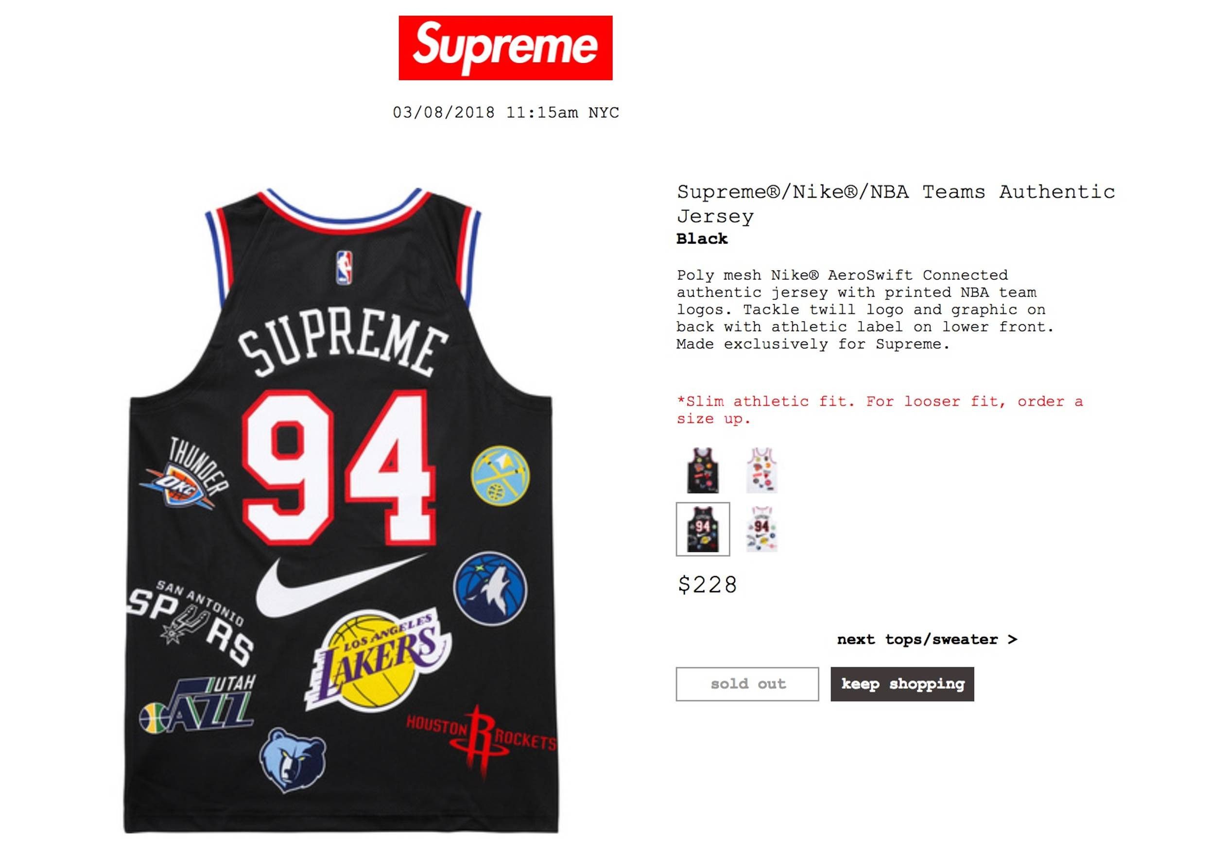 Supreme Supreme/Nike/NBA Teams authentic Jersey black | Grailed