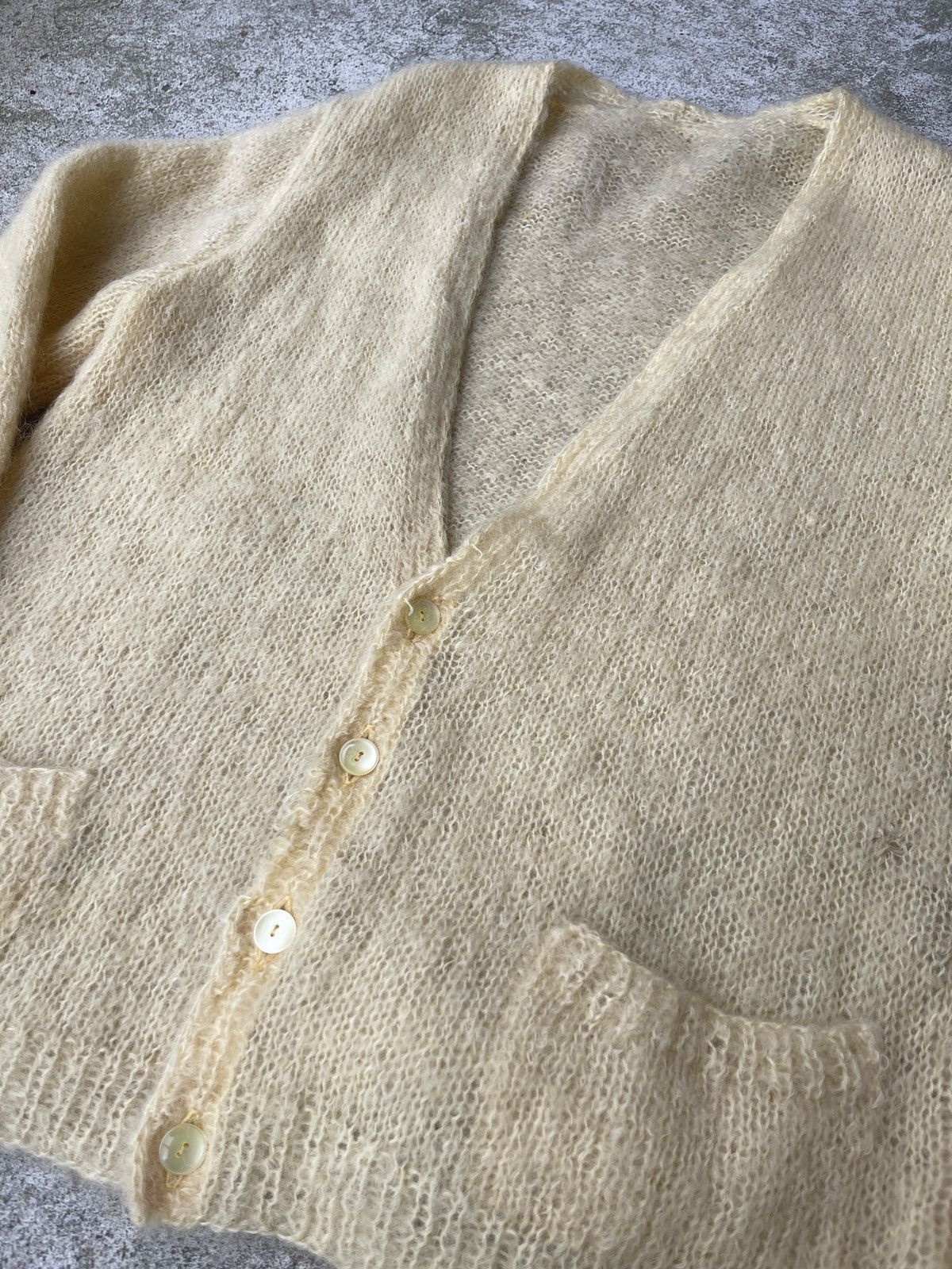 Vintage VINTAGE MOHAIR CARDIGAN SWEATER YELLOW Size US L / EU 52-54 / 3 - 4 Thumbnail