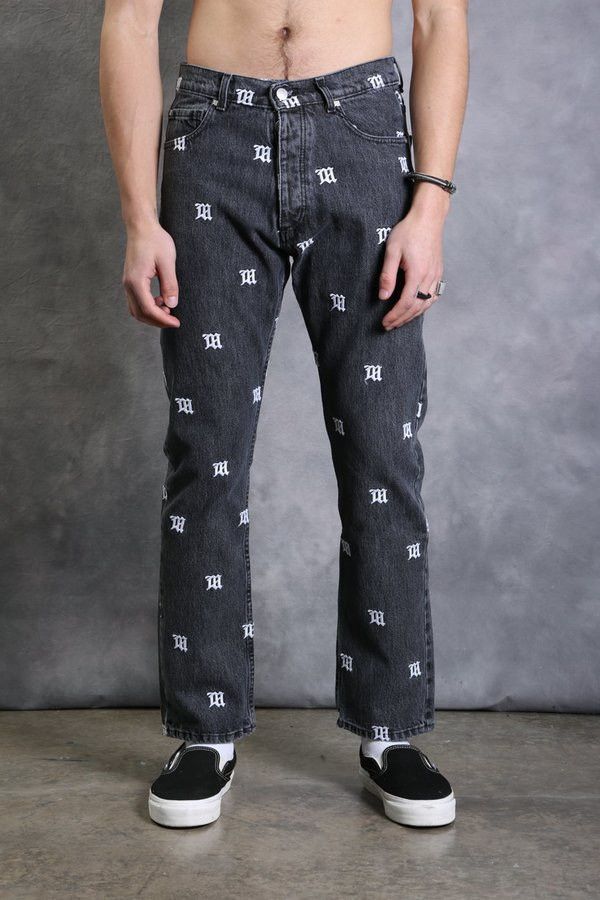 image of Misbhv Monogram Denim Jeans in Grey, Men's (Size 33)