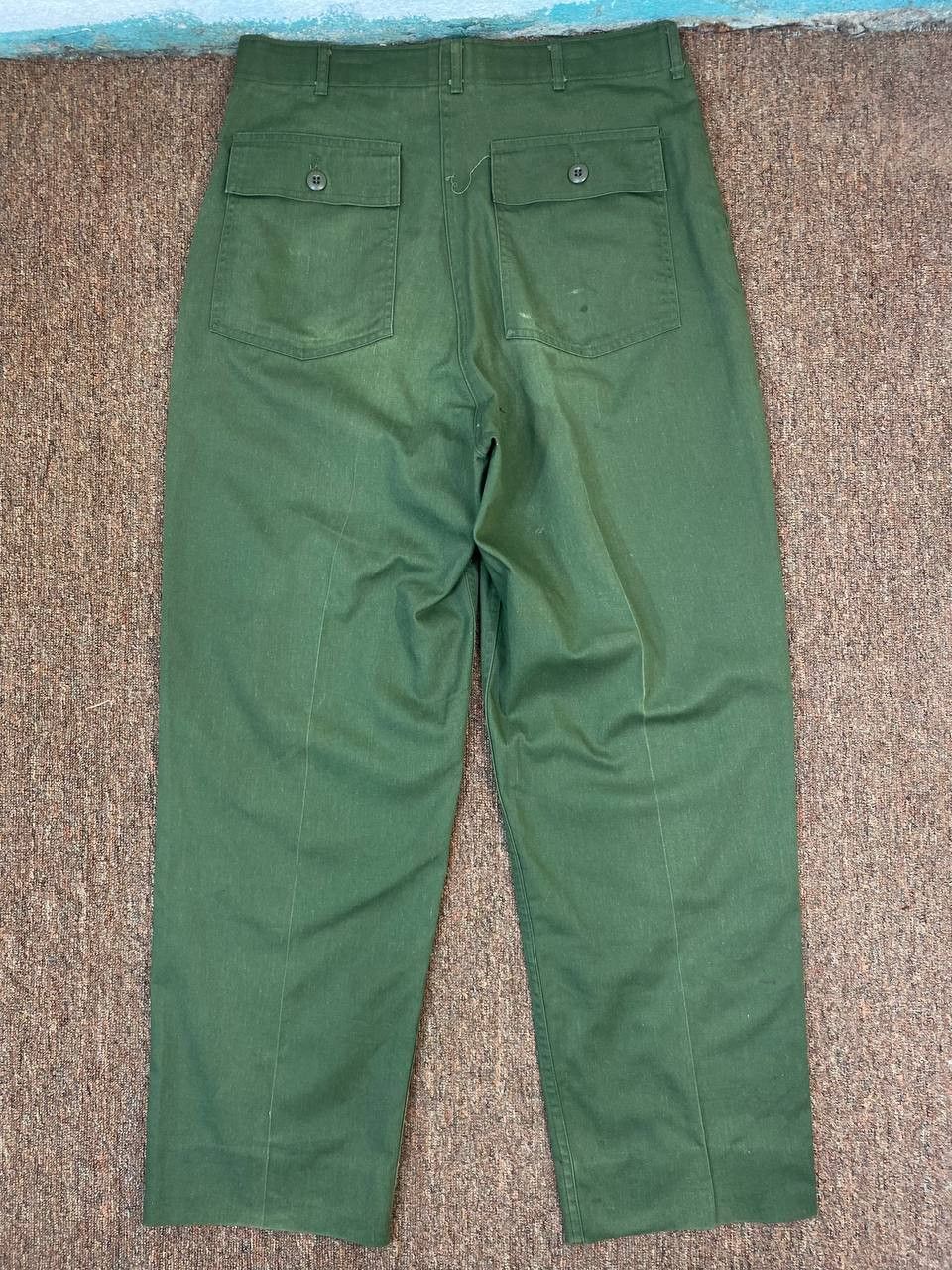 VINTAGE 1950'S HEAVY GREEN WOOL MILITARY PANTS 34 INCH WAIST 28 INCH INSEAM