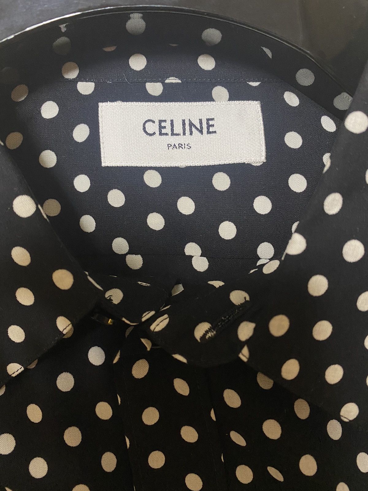 Celine × Hedi Slimane Celine polka dot shirt Sz42 Size US M / EU 48-50 / 2 - 6 Thumbnail