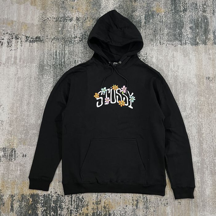 Stussy STUSSY FLORAL HOODIE BLACK MEDIUM Grailed