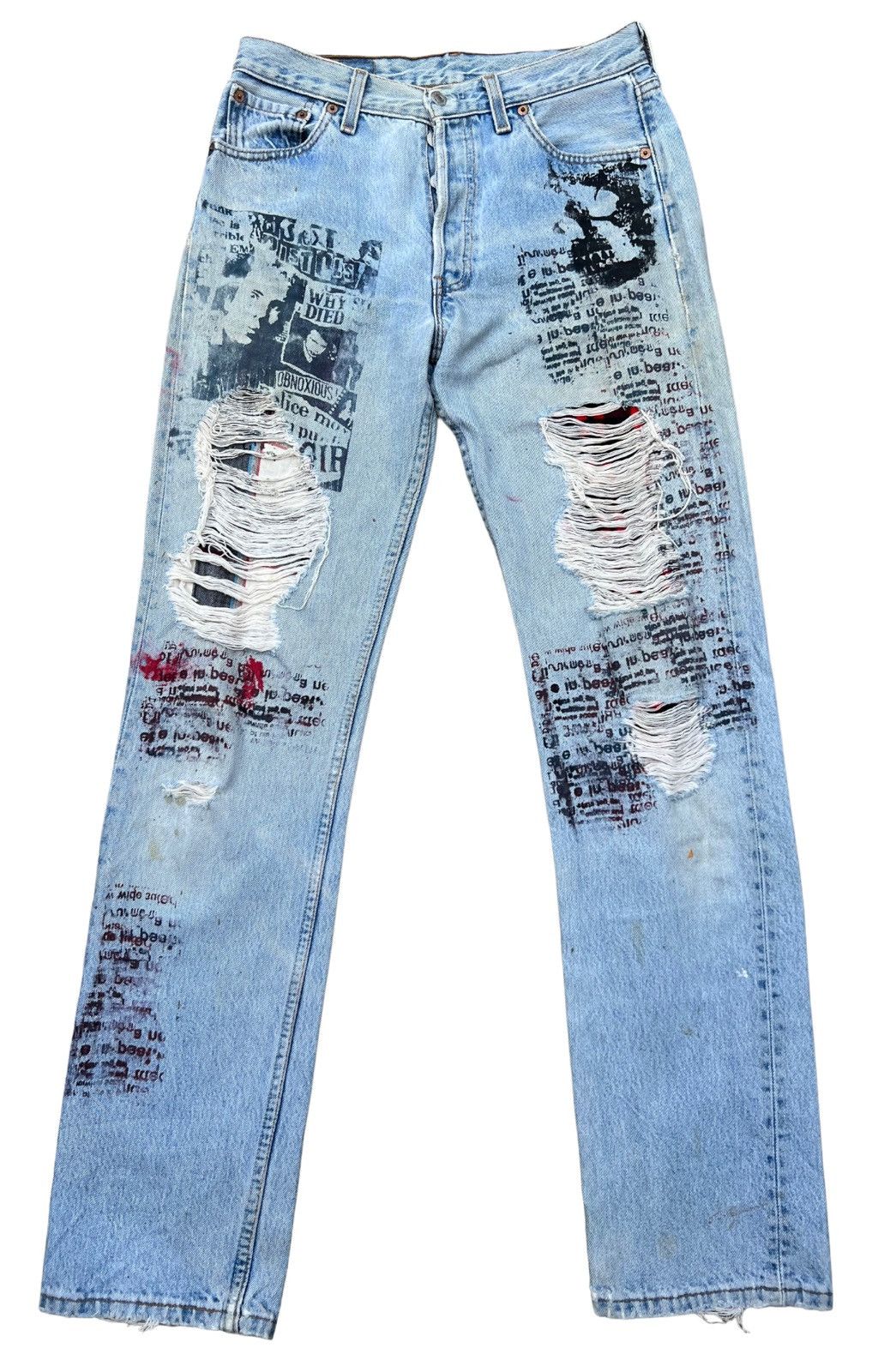 Levi's Rare🔥Vintage 90s Levis 501 Distressed Ripped Jeans 30x33 Size US 30 / EU 46 - 2 Thumbnail