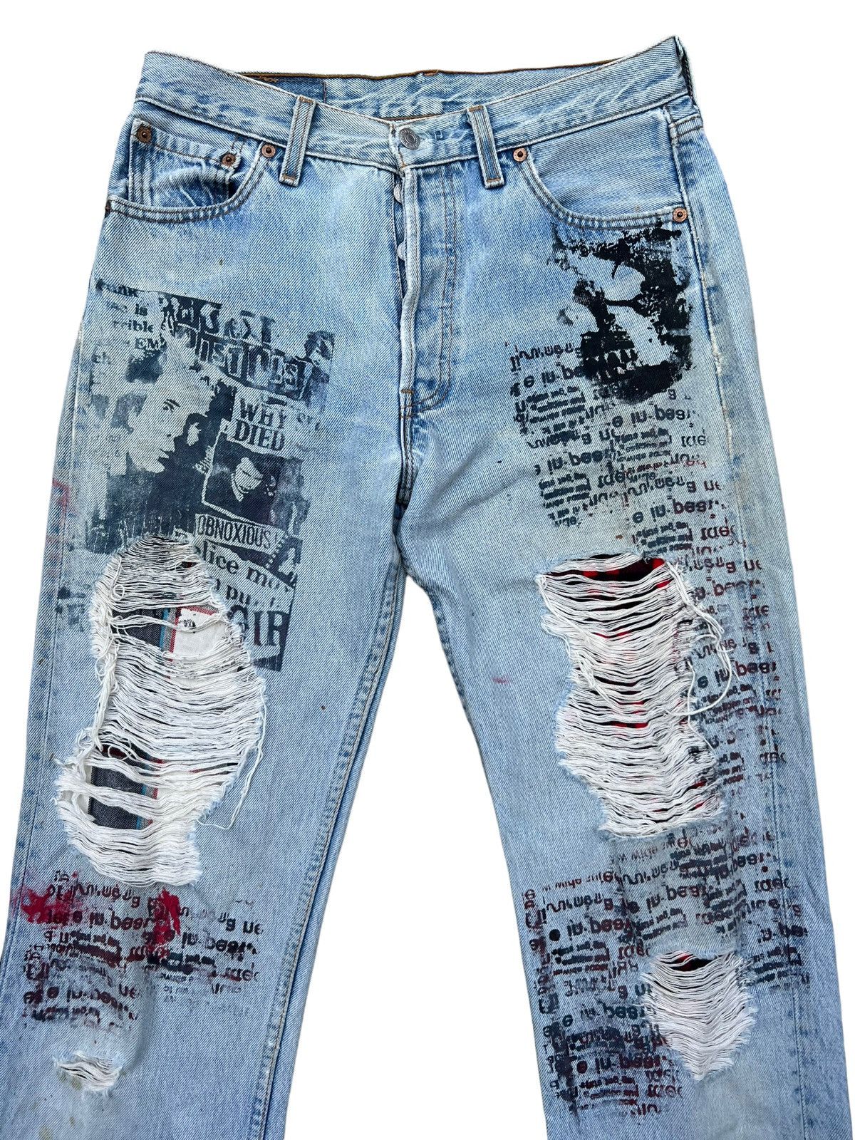 Levi's Rare🔥Vintage 90s Levis 501 Distressed Ripped Jeans 30x33 Size US 30 / EU 46 - 4 Thumbnail