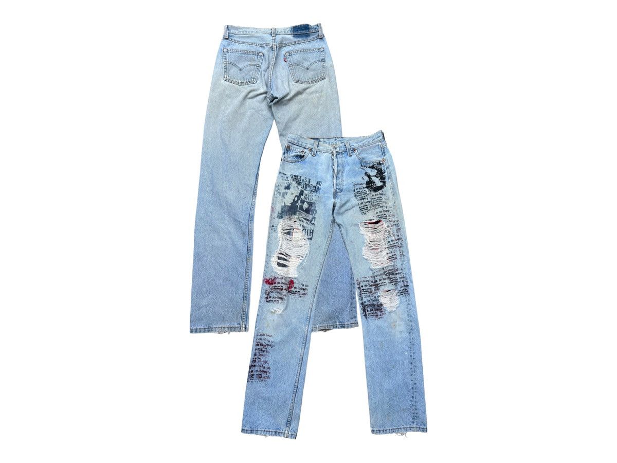 Levi's Rare🔥Vintage 90s Levis 501 Distressed Ripped Jeans 30x33 Size US 30 / EU 46 - 1 Thumbnail