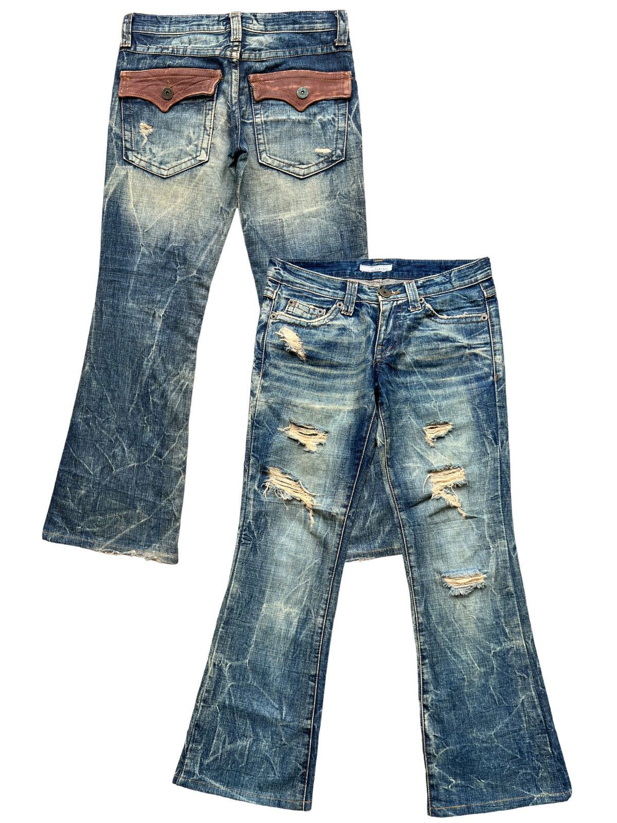 Japanese Brand Transit Japan Distressed Flare Denim Jeans 30x28.5 Size 30" / US 8 / IT 44 - 1 Thumbnail