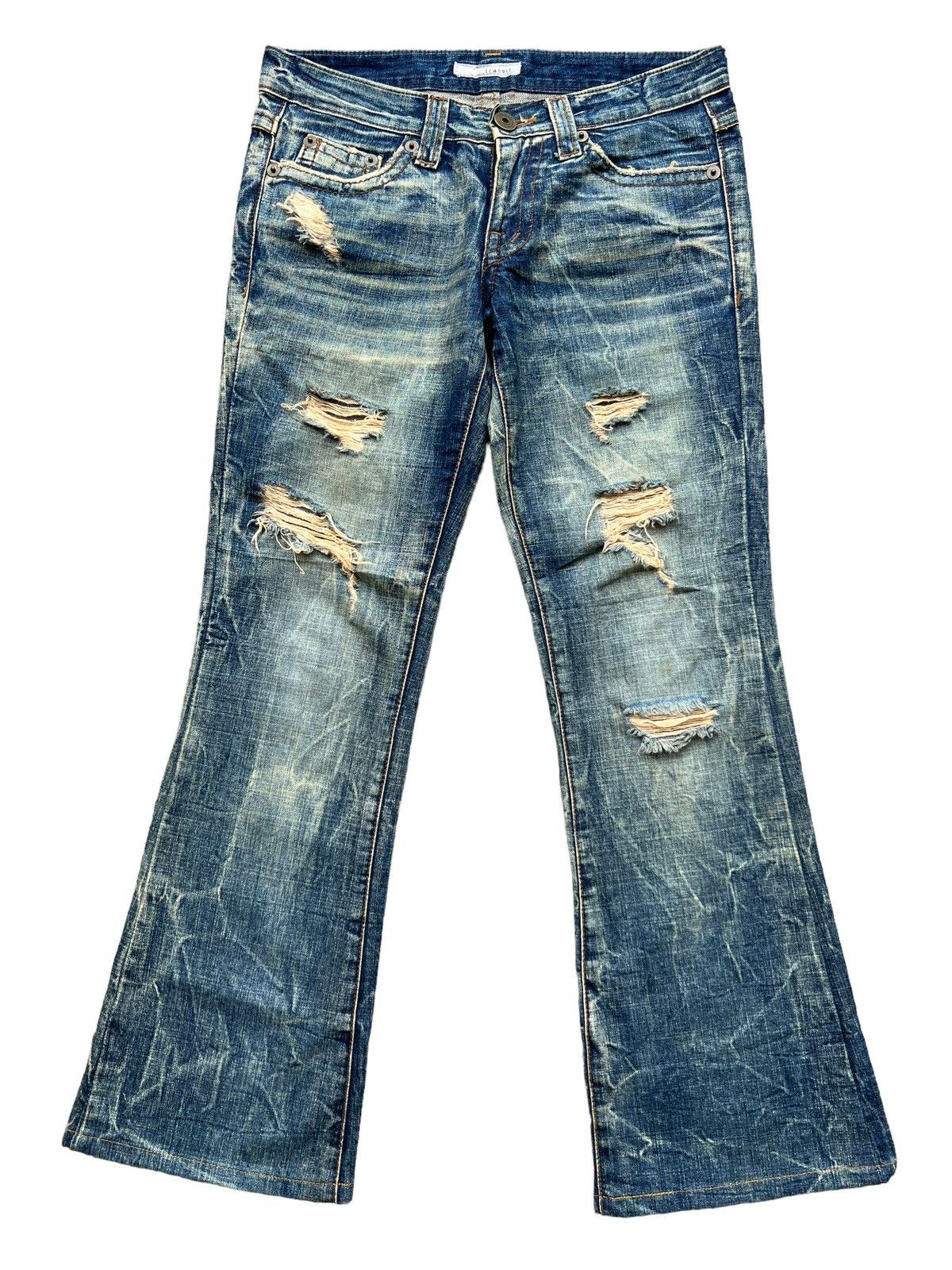 Japanese Brand Transit Japan Distressed Flare Denim Jeans 30x28.5 Size 30" / US 8 / IT 44 - 2 Thumbnail