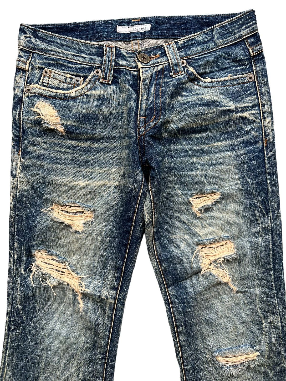 Japanese Brand Transit Japan Distressed Flare Denim Jeans 30x28.5 Size 30" / US 8 / IT 44 - 4 Thumbnail