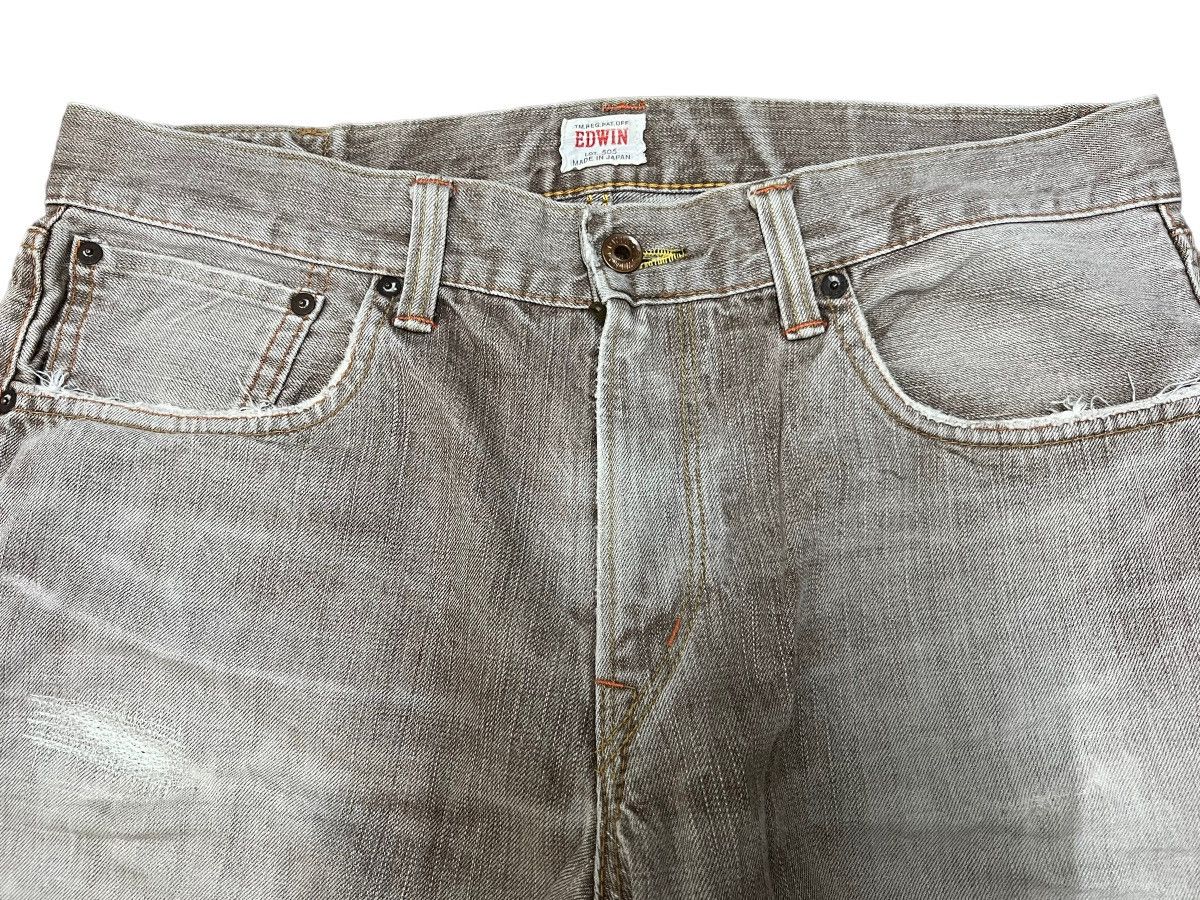 Edwin Vintage 90s Edwin 505zx Selvedge Redline Brown Jeans 36x34 Size US 36 / EU 52 - 9 Thumbnail