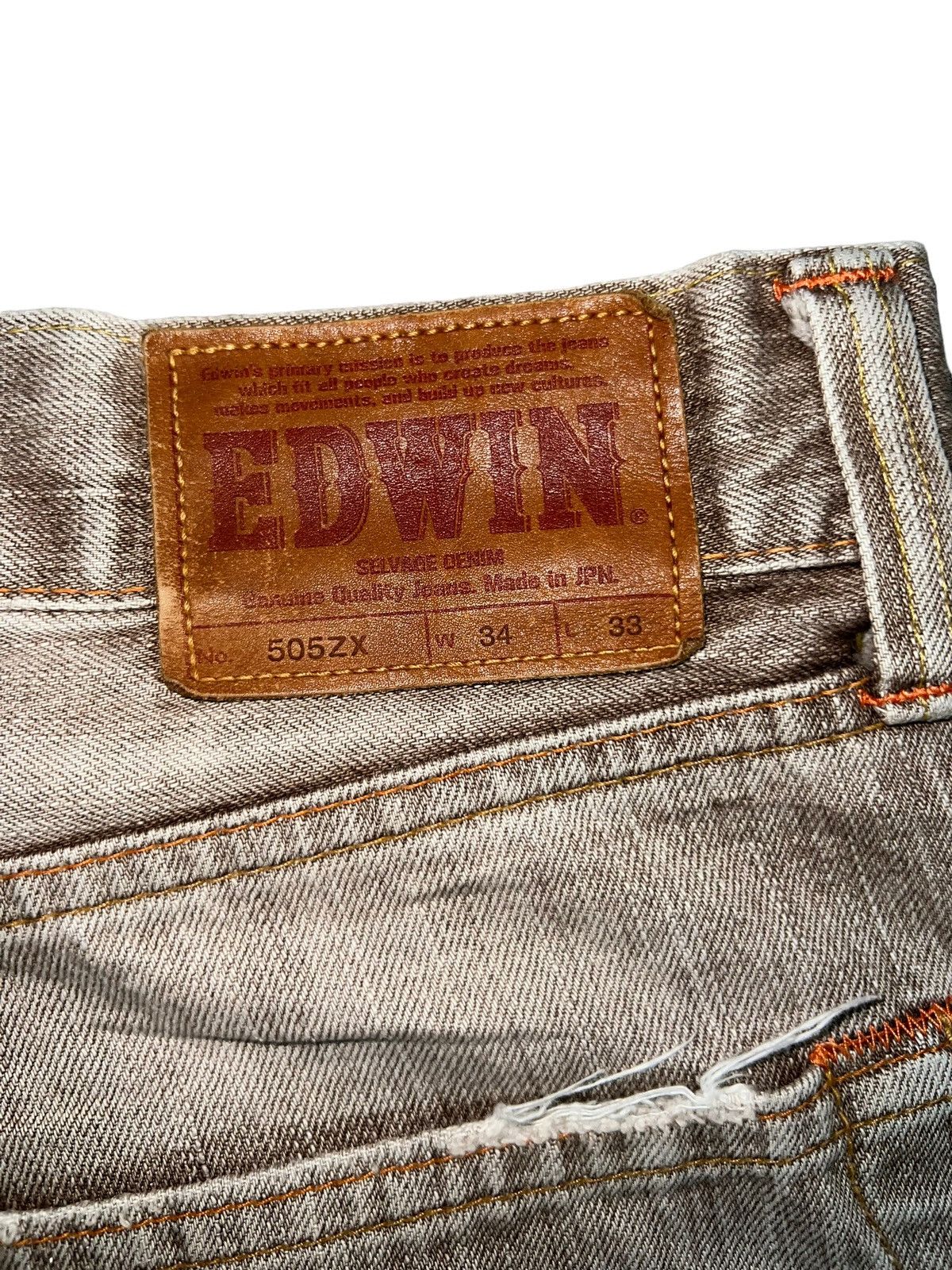 Edwin Vintage 90s Edwin 505zx Selvedge Redline Brown Jeans 36x34 Size US 36 / EU 52 - 13 Thumbnail