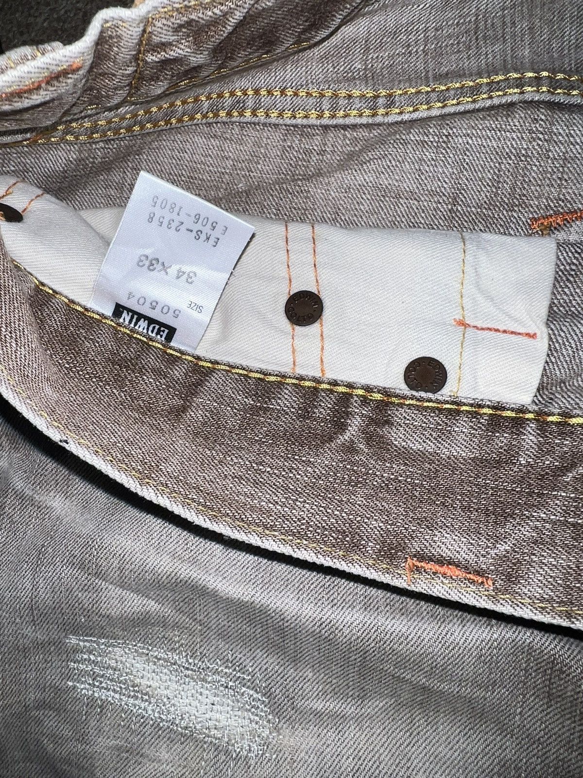 Edwin Vintage 90s Edwin 505zx Selvedge Redline Brown Jeans 36x34 Size US 36 / EU 52 - 18 Thumbnail