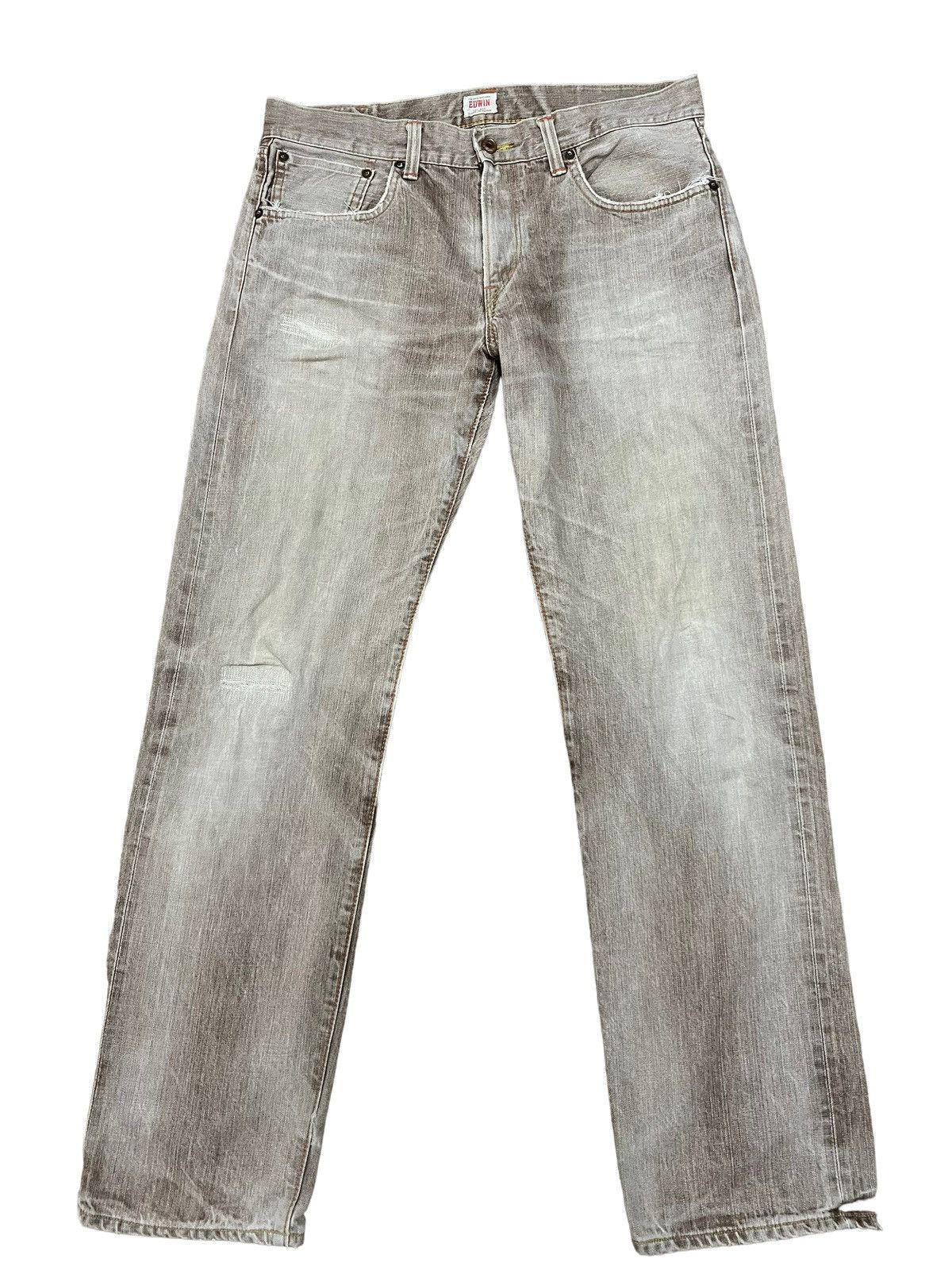 Edwin Vintage 90s Edwin 505zx Selvedge Redline Brown Jeans 36x34 Size US 36 / EU 52 - 1 Thumbnail