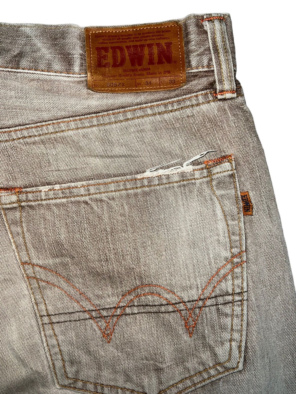 Edwin Vintage 90s Edwin 505zx Selvedge Redline Brown Jeans 36x34 Size US 36 / EU 52 - 11 Thumbnail