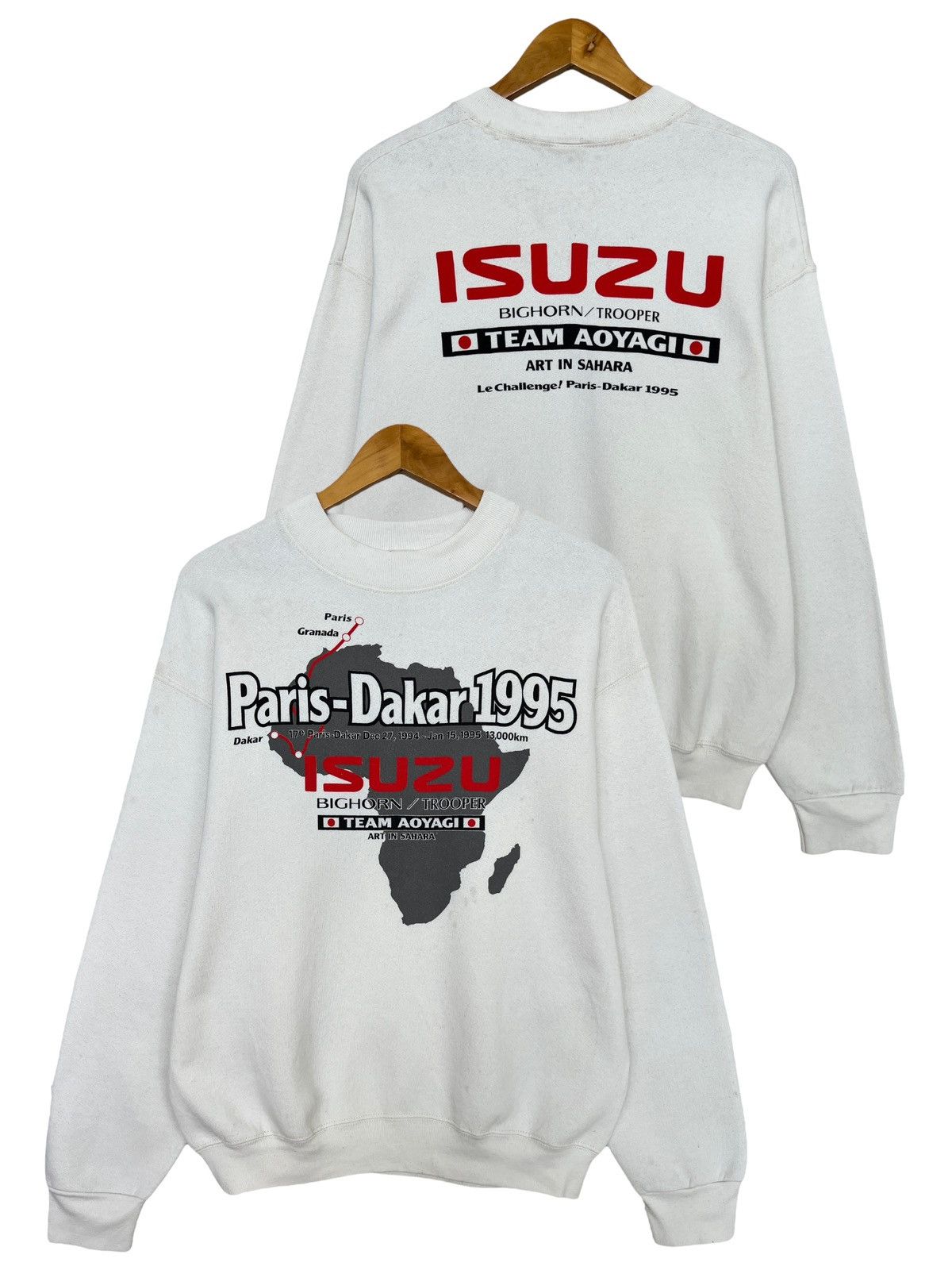 image of Gear For Sports x Racing Vintage 80's Isuzu Sweatshirt Isuzu Racing Crewneck in Cream (Size Medium)