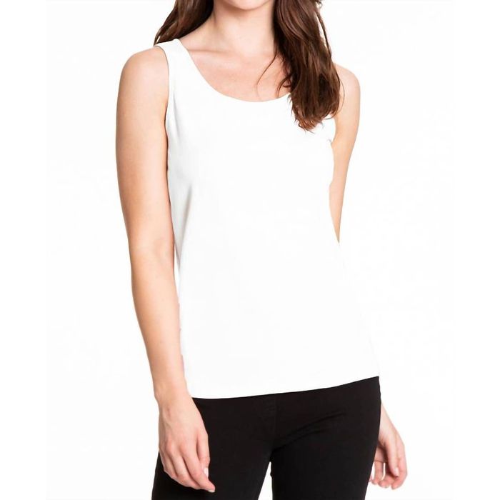 Designer MULTIPLES Knit Double Scoop Neck Sleeveless Fitted Tank Top ...