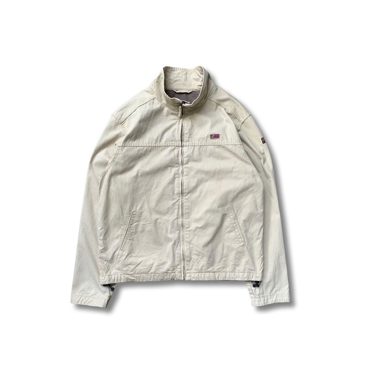 Blouson NAPAPIJRI GEOGRAPHIC TAKUS – Taille L – Blanc Off – Coupe Harrington – Pour Homme
