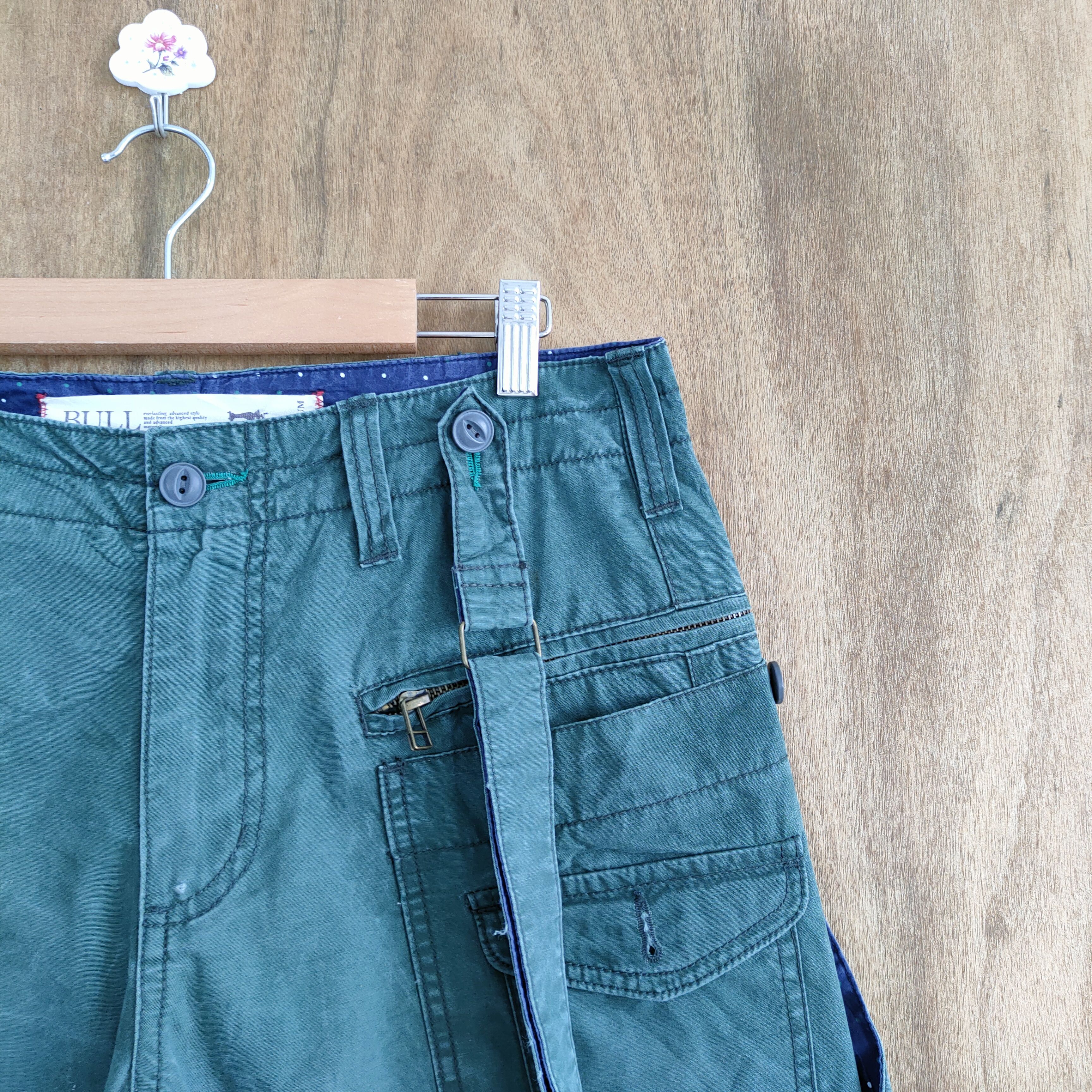Japanese Brand VINTAGE BULL GREEN SUSPENDER CARGO PANTS Size US 32 / EU 48 - 8 Thumbnail