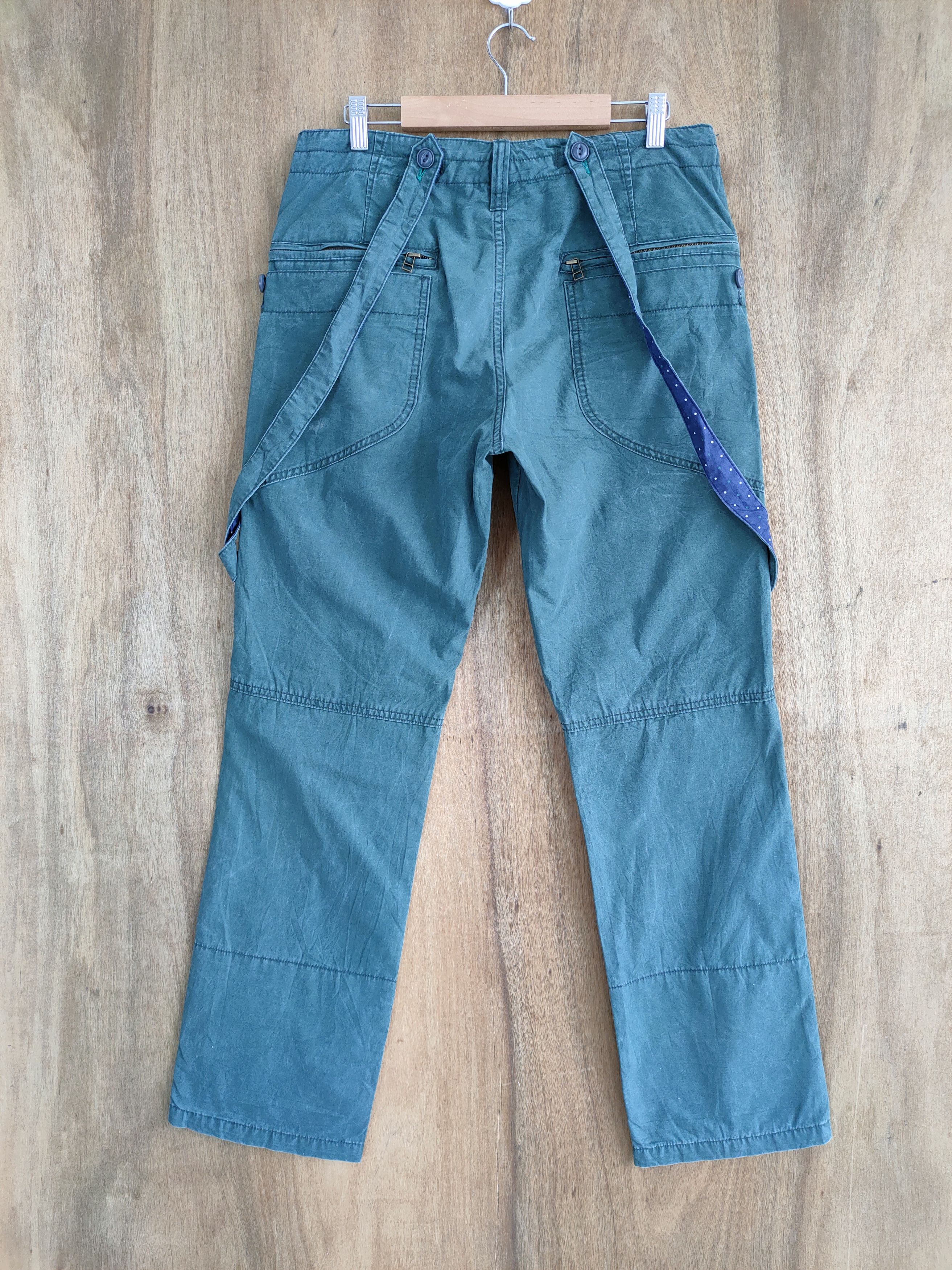 Japanese Brand VINTAGE BULL GREEN SUSPENDER CARGO PANTS Size US 32 / EU 48 - 2 Thumbnail