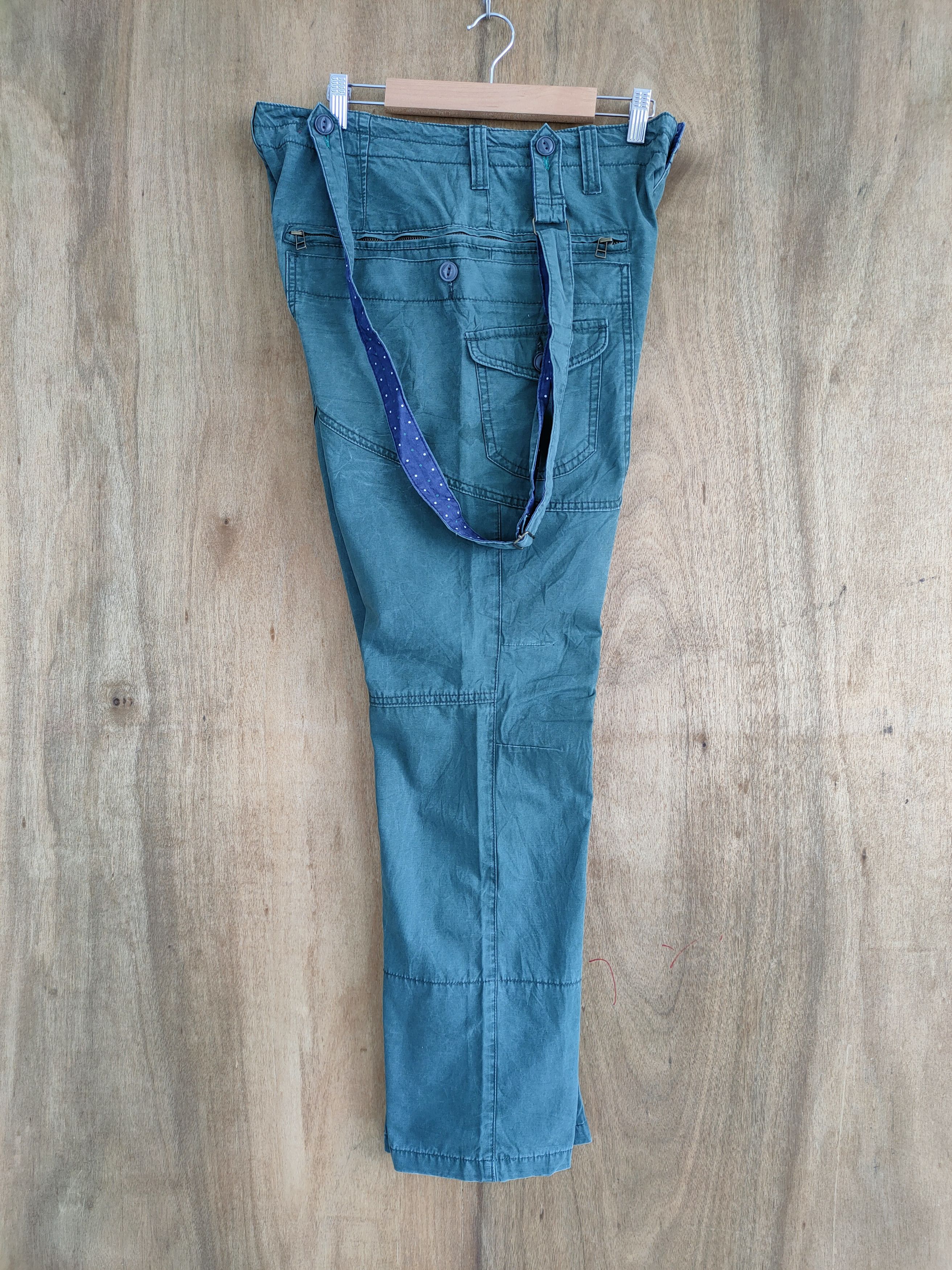 Japanese Brand VINTAGE BULL GREEN SUSPENDER CARGO PANTS Size US 32 / EU 48 - 4 Thumbnail