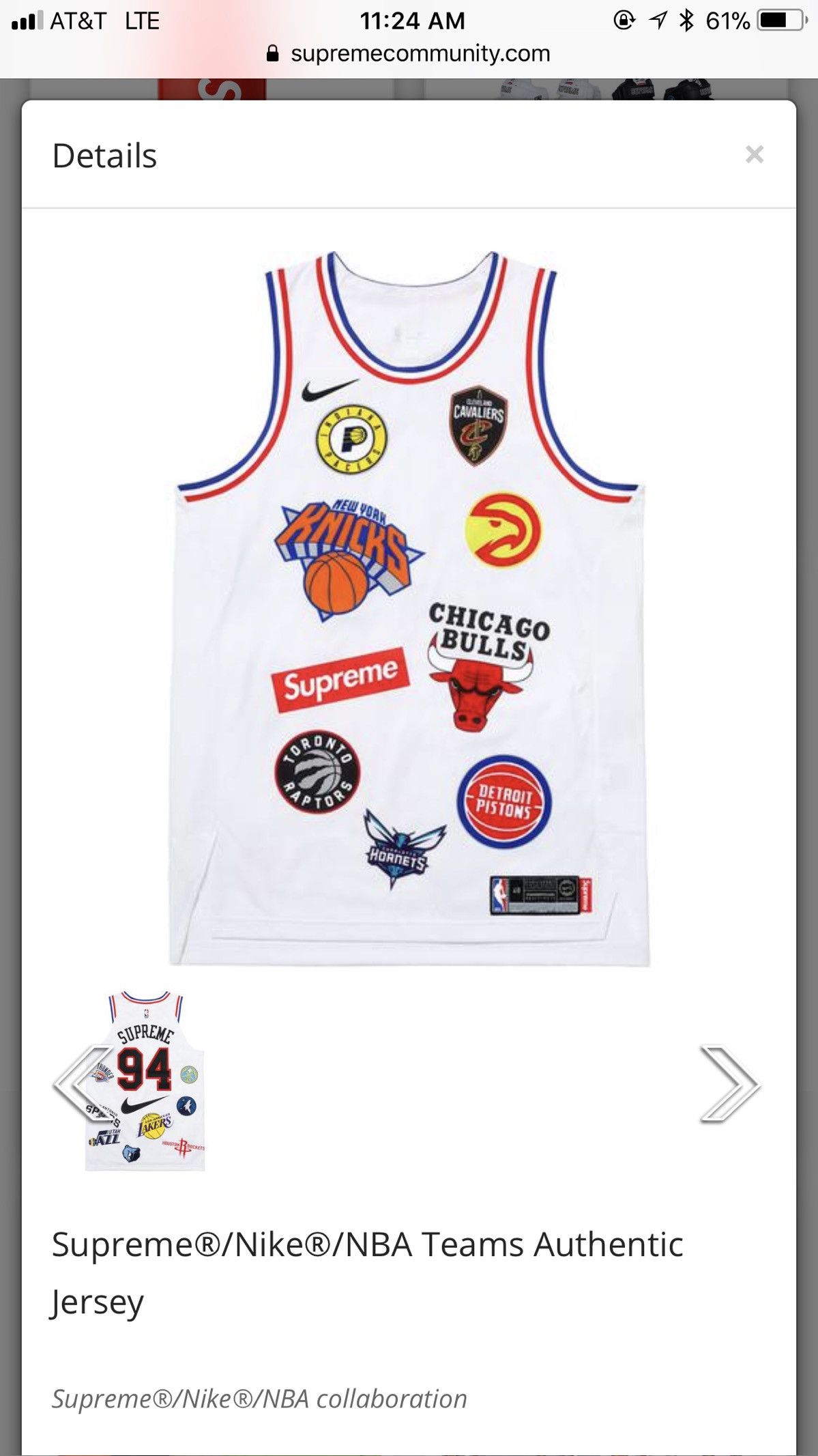 Supreme Nike NBA Teams Authentic Jersey | Grailed