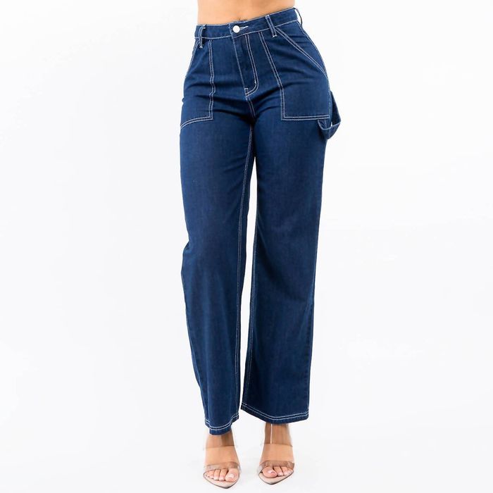 American Bazi Full Size Drawstring Wide Leg Cargo Pants Plus Size main image 1
