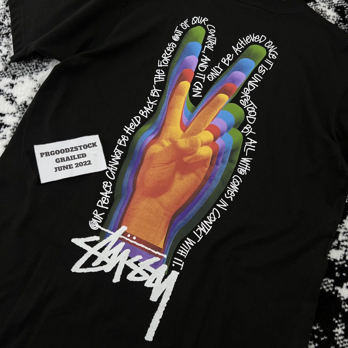 Stussy STUSSY PEACE SIGN TEE IN BLACK SIZE MEDIUM Size US M / EU 48-50 / 2 - 3 Thumbnail