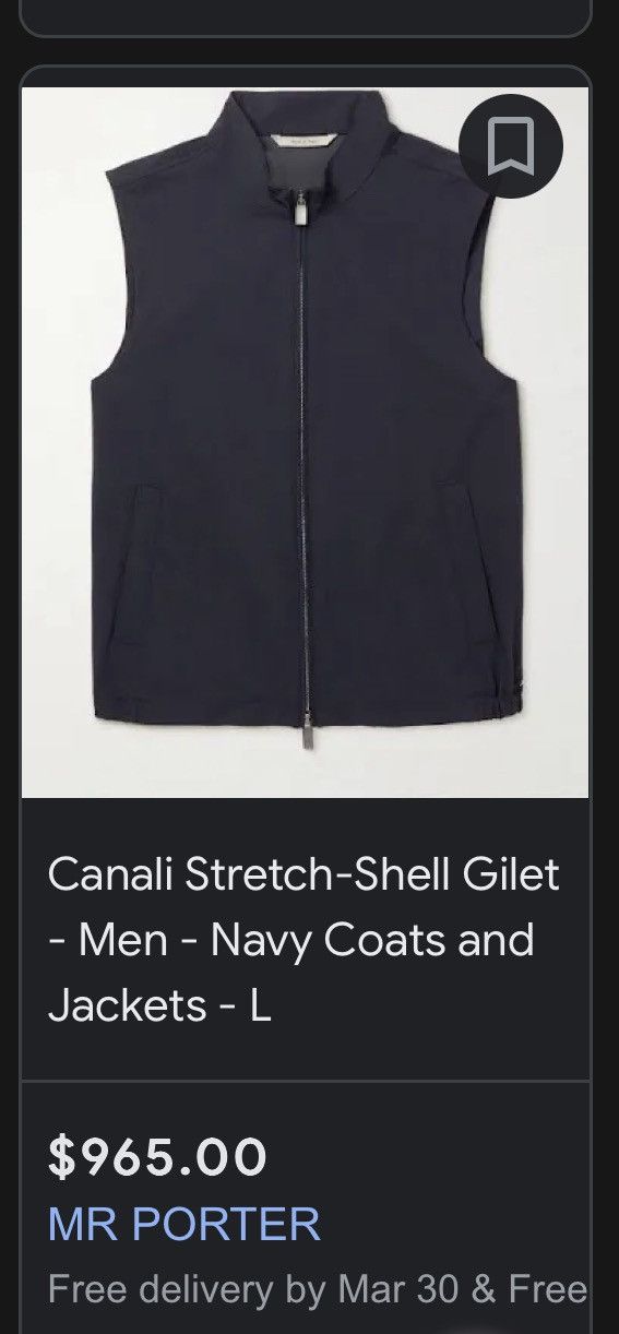 Canali Hooded vest double zip stretch shell Size US L / EU 52-54 / 3 - 10 Thumbnail