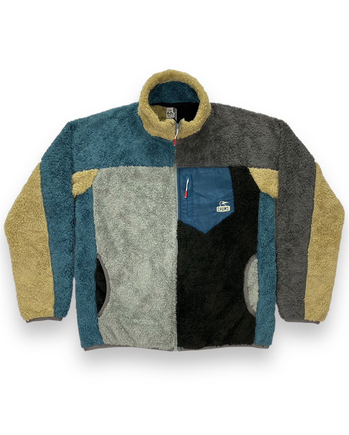 image of Chums Multicolor Fleece Jacket, Men's (Size Medium)