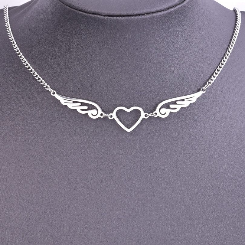 Jewelry Heart Angel Wing Pendant Necklaces Size ONE SIZE - 1 Thumbnail